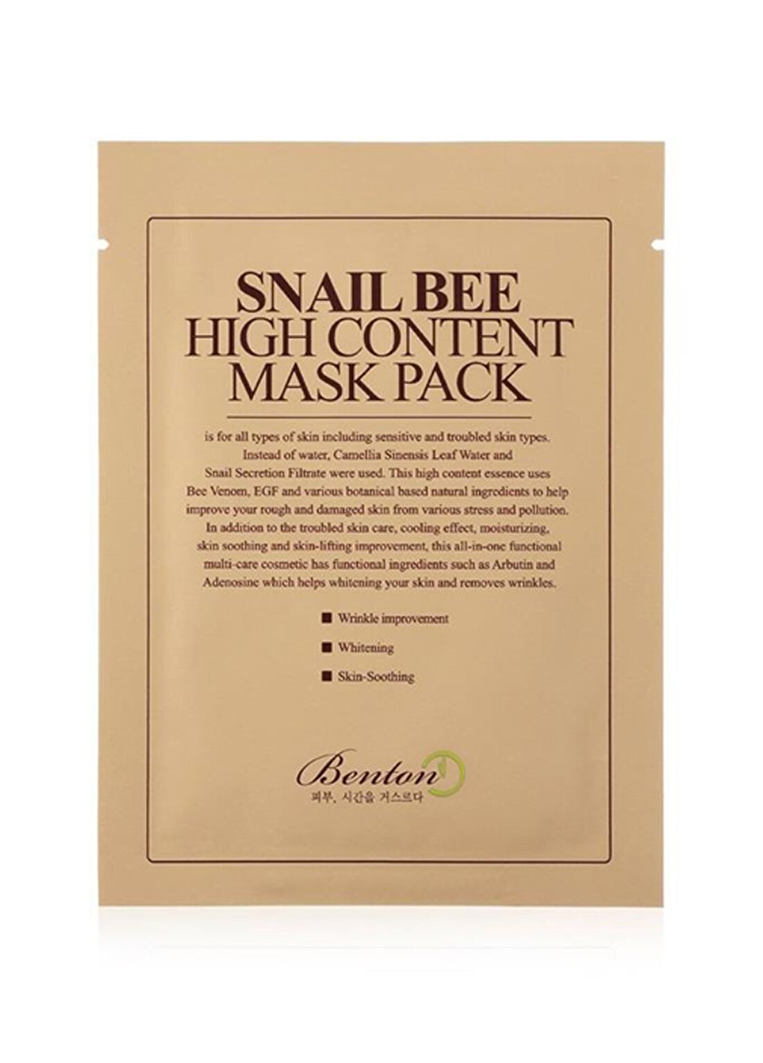 Benton Snail Bee High Content Mask - Salyangoz Özlü Maske