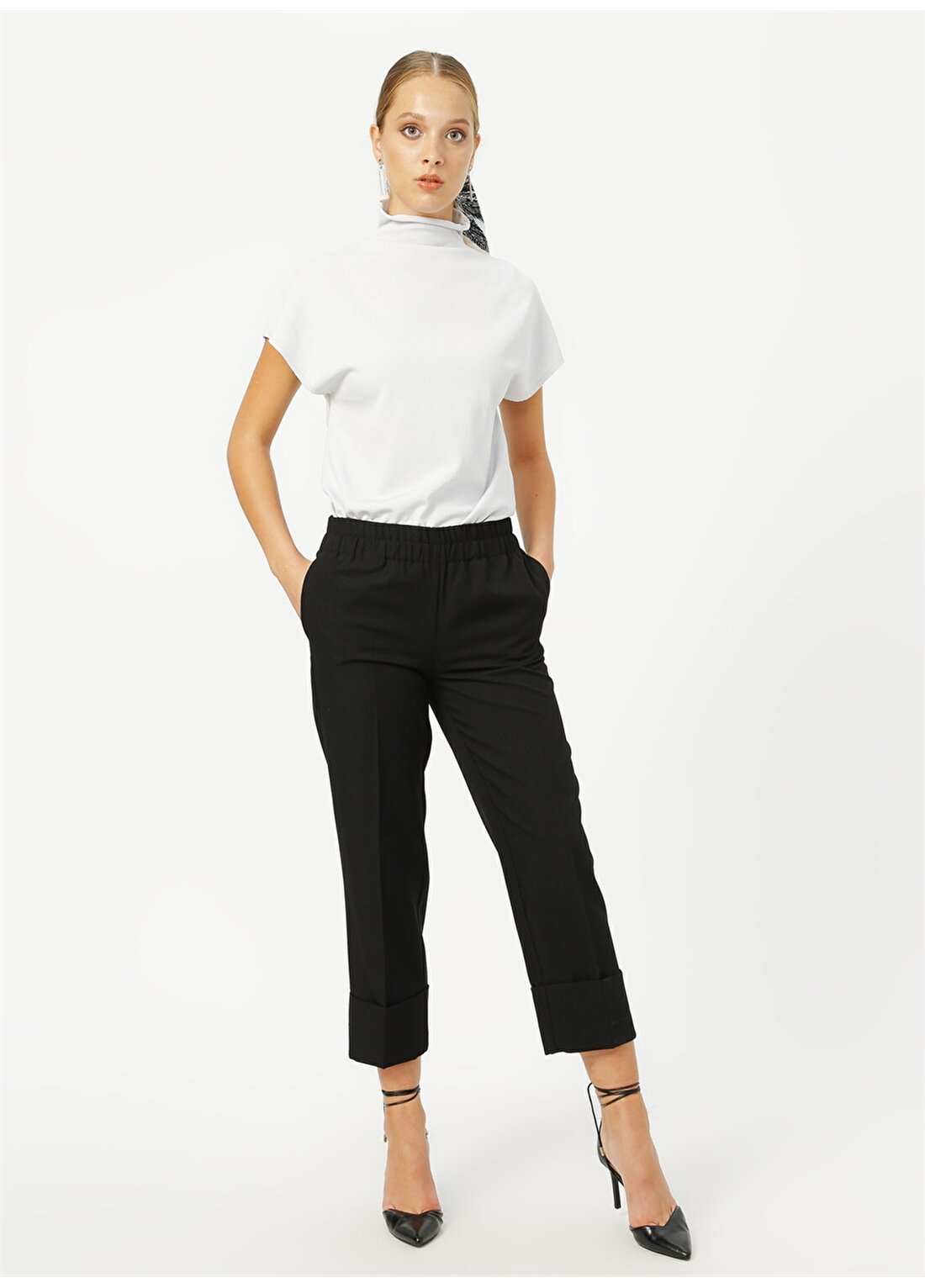Fabrika Normal Bel Basic Düz Siyah Kadın Pantolon - SENGLE