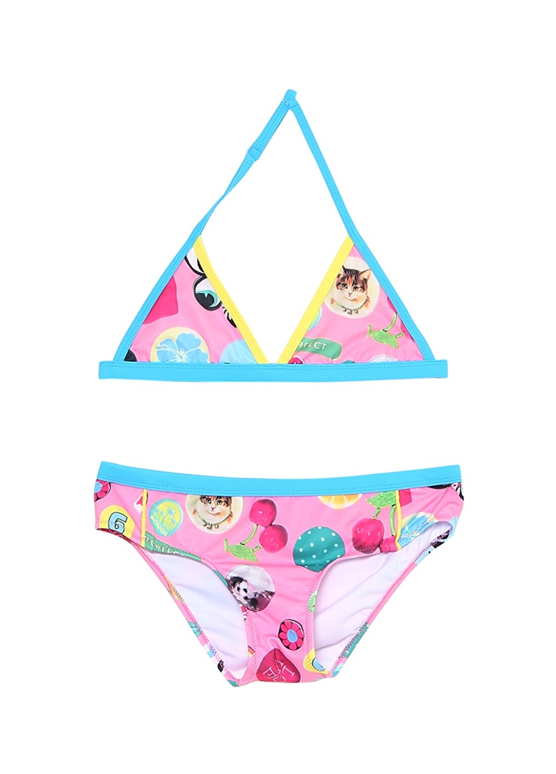 Bellisa Renkli Genç Kız Üçgen Bikini Takım