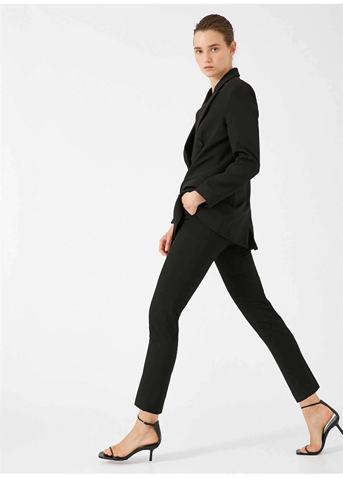 Koton Standart Normal Bel Düz Siyah Kadın Pantolon
