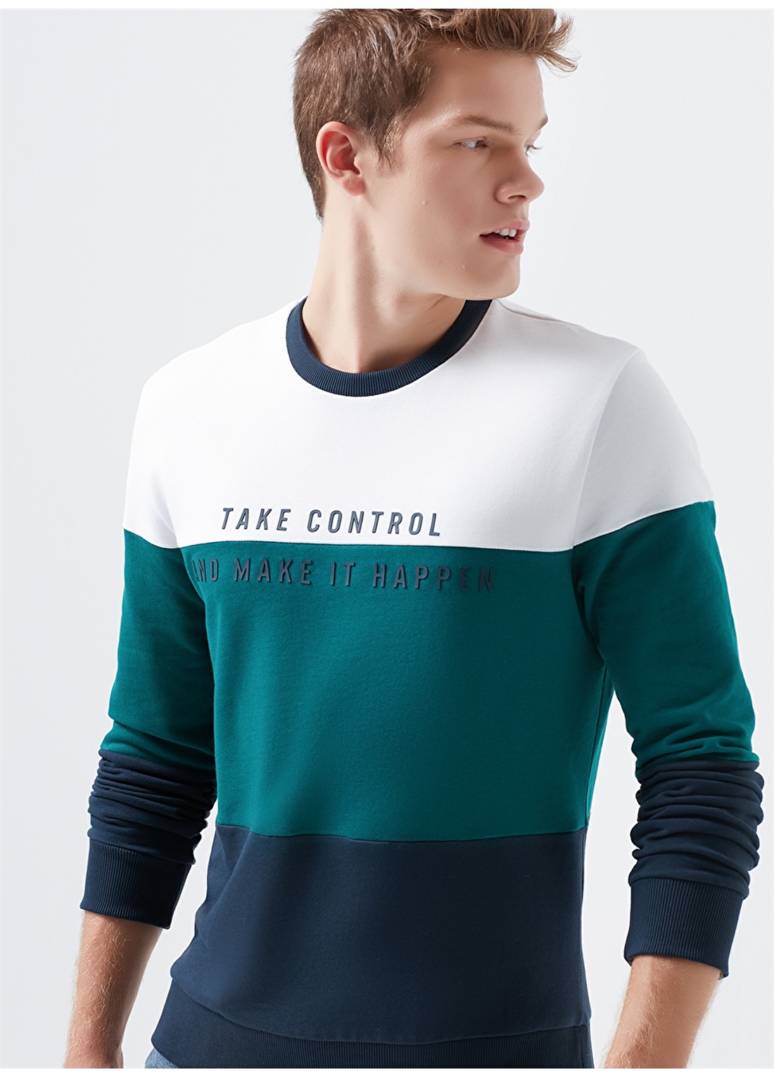 Mavi Beyaz Baskılı Sweatshirt