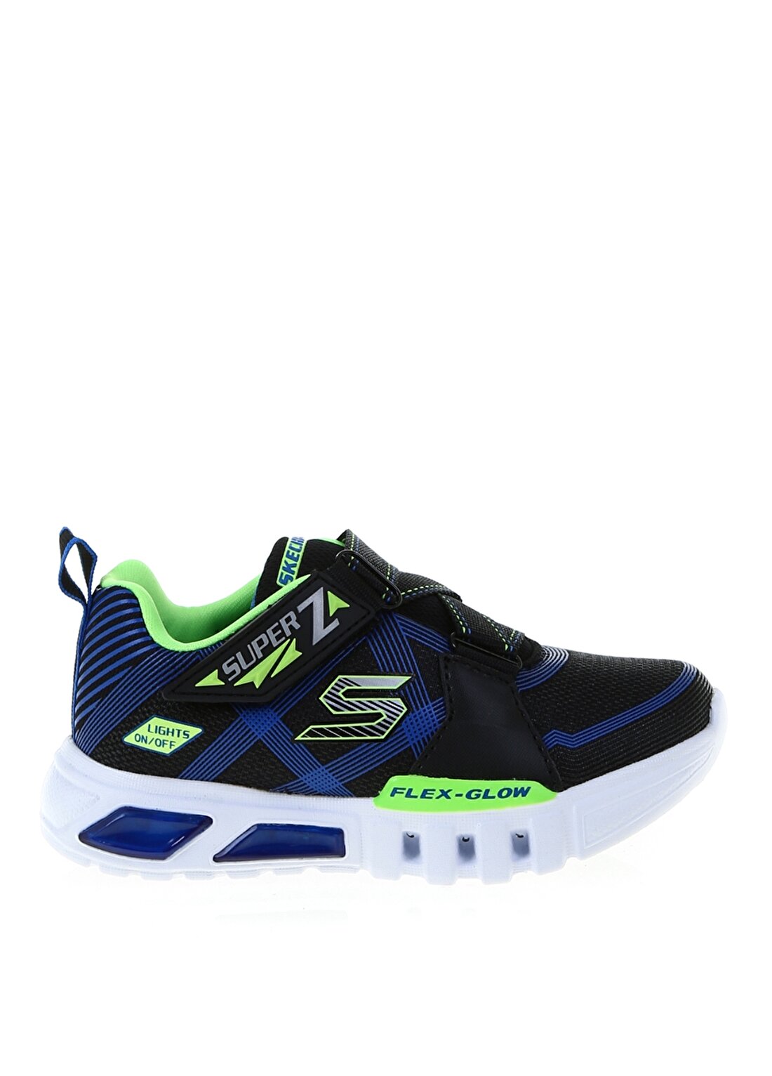 Skechers 90543L Flex-Glow Siyah - Mavi - Yeşil Erkek Çocuk Yürüyüş Ayakkabısı
