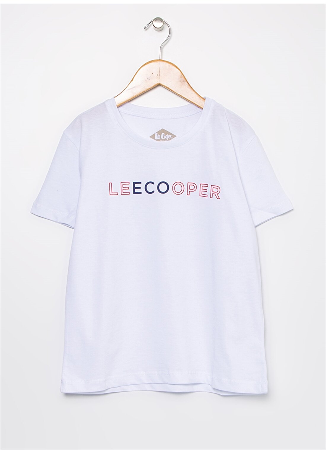 Lee Cooper Bisiklet Yaka Baskılı Kız Çocuk Beyaz Repreve T-Shirt