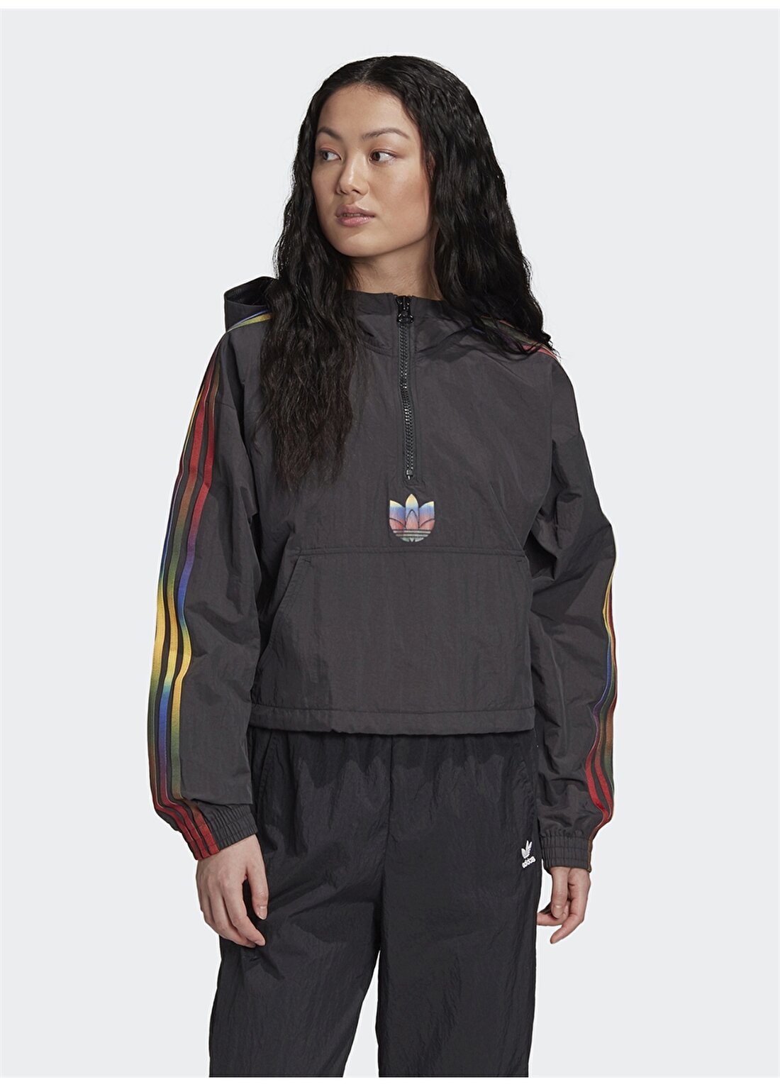 Adidas GD2262 Cropped Halfzip Siyah Kadın Sweatshirt