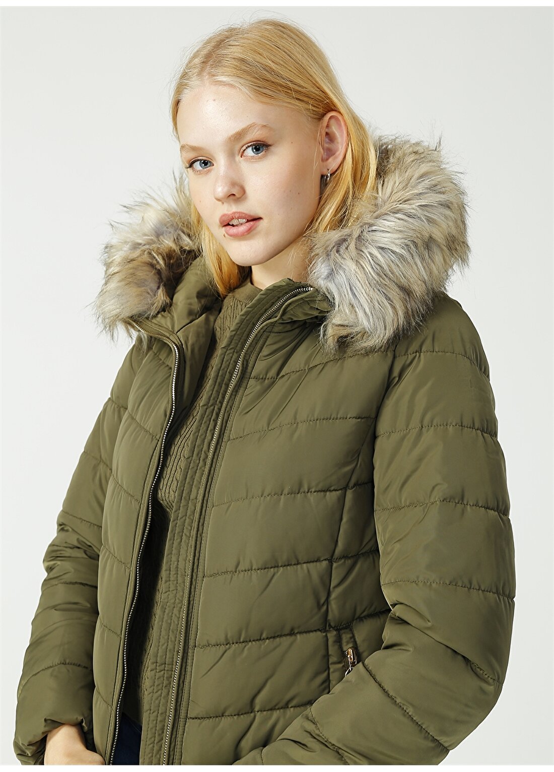 Only Newellan Quilted Fur Hood Mont