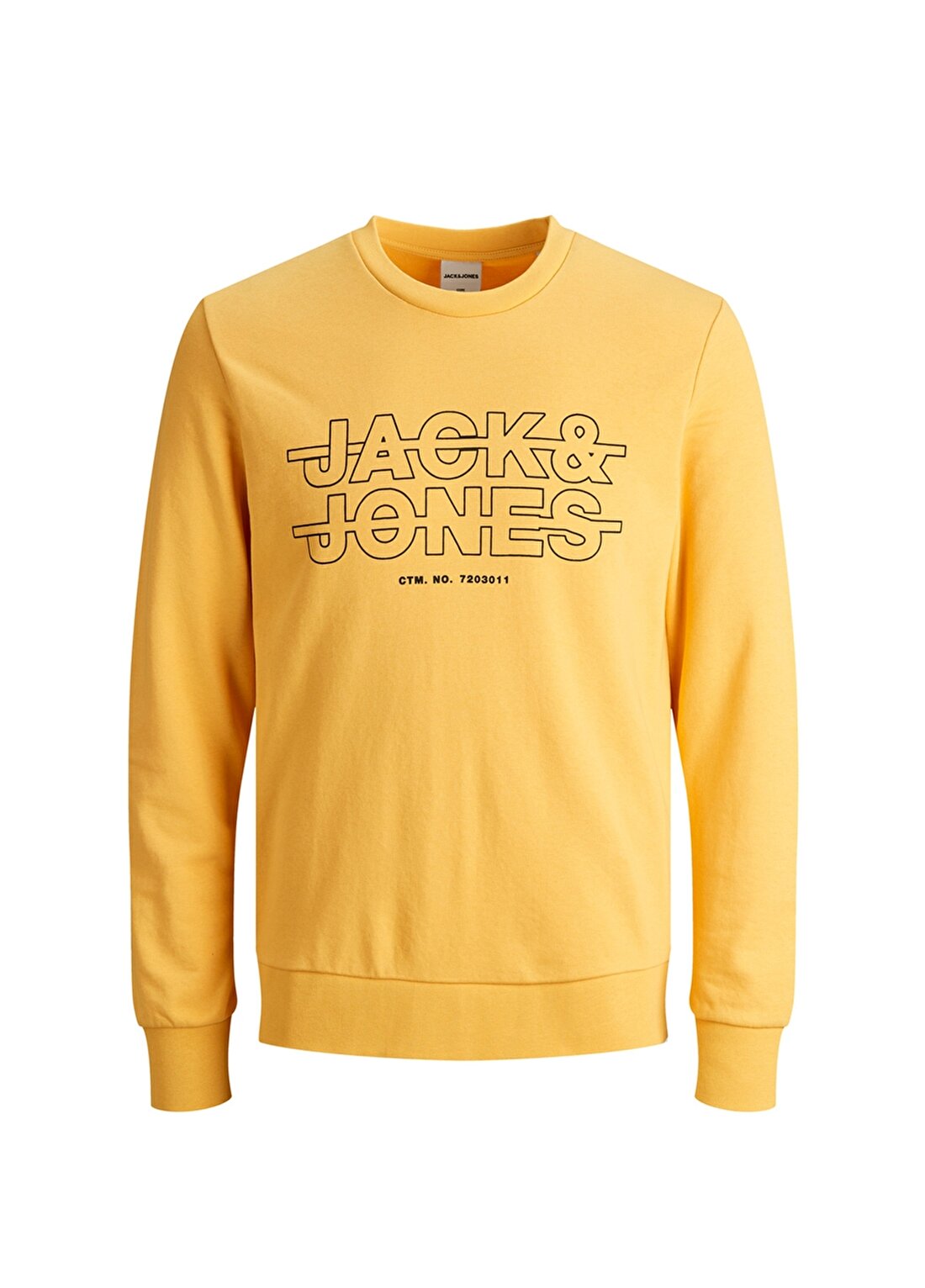 Jack & Jones 12180201 O Yaka Baskılı Erkek Sarı Sweatshirt