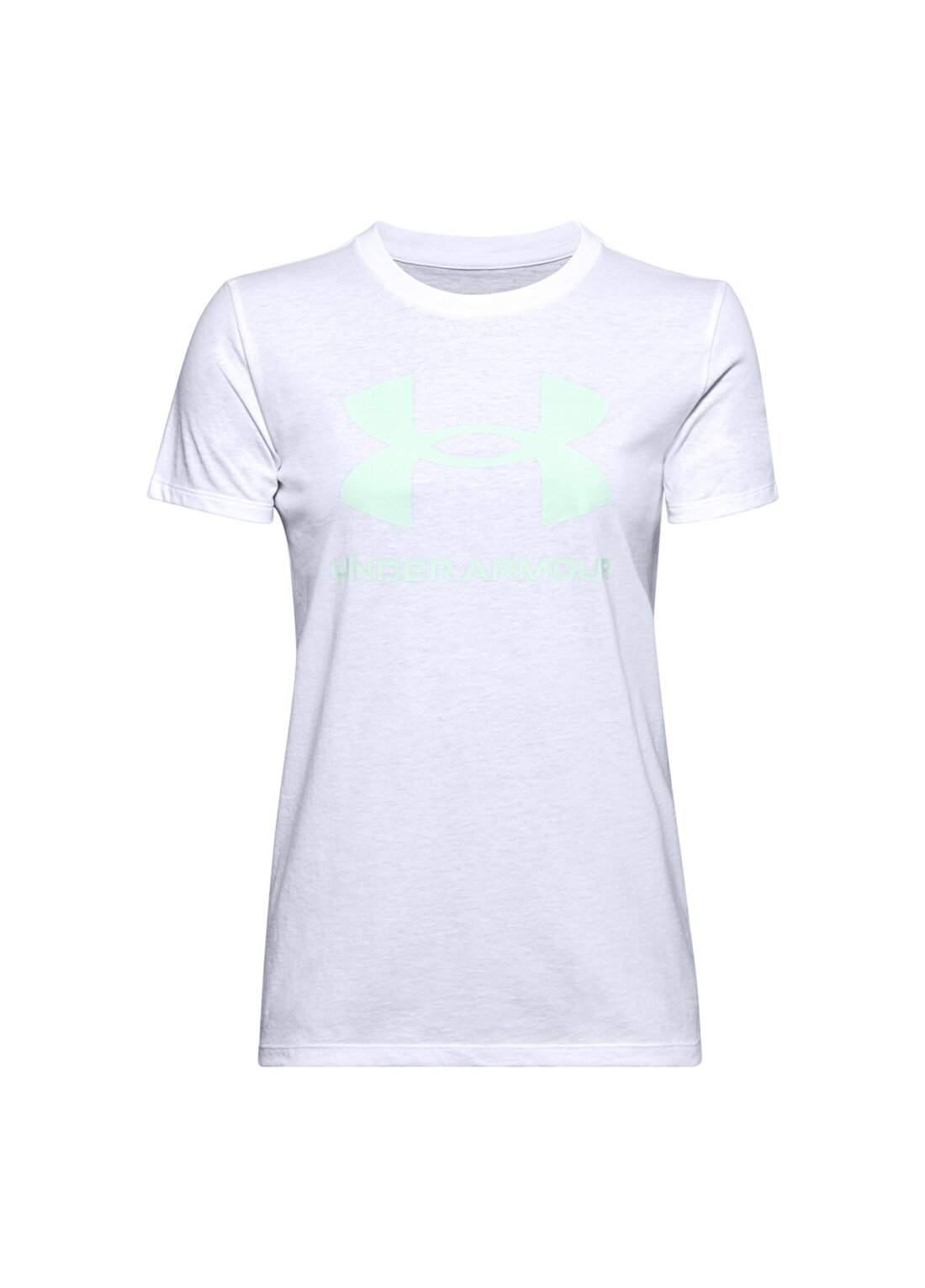 Under Armour 1356305-Live Sportstyle Graphic Ssc O Yaka Kısa Kollu Bol Kesim Düz Beyaz - Mavi Kadın T-Shirt