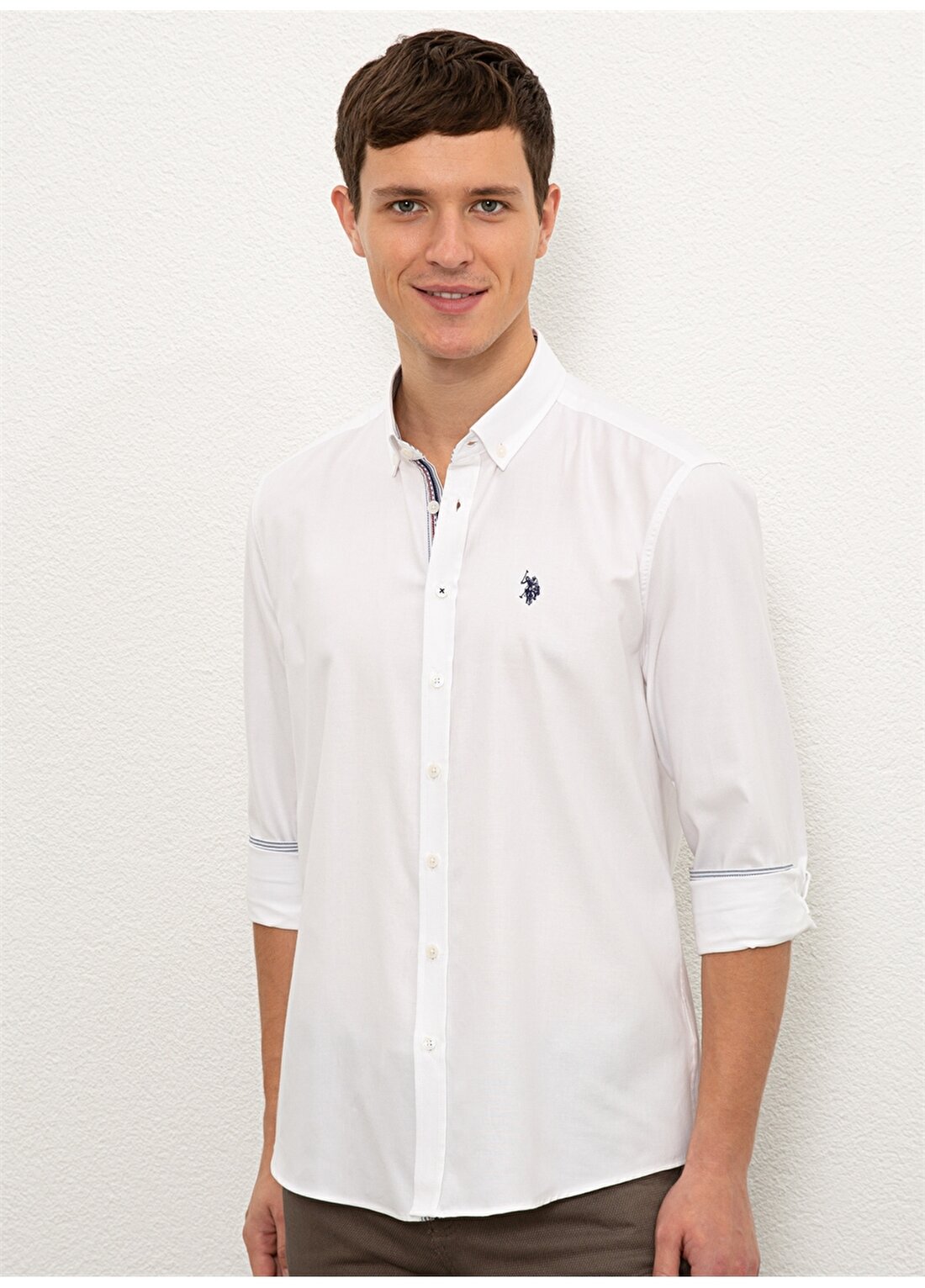 U.S. Polo Assn. Regular Fit Düz Beyaz Erkek Gömlek