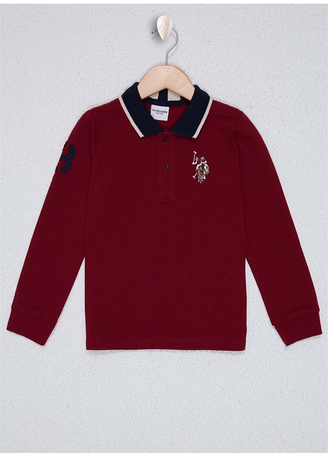 U.S. Polo Assn. Polo Yaka Düz Kırmızı Erkek Çocuk Sweatshirt