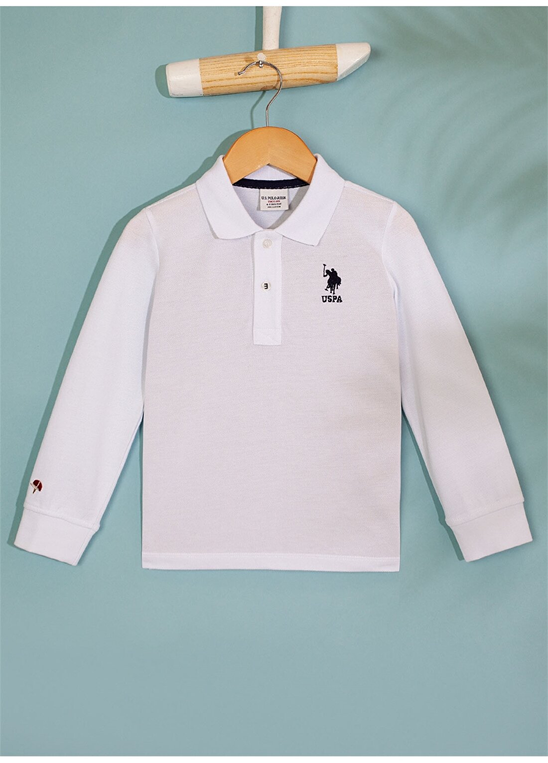 U.S. Polo Assn. Polo Yaka Düz Beyaz Erkek Çocuk Sweatshirt