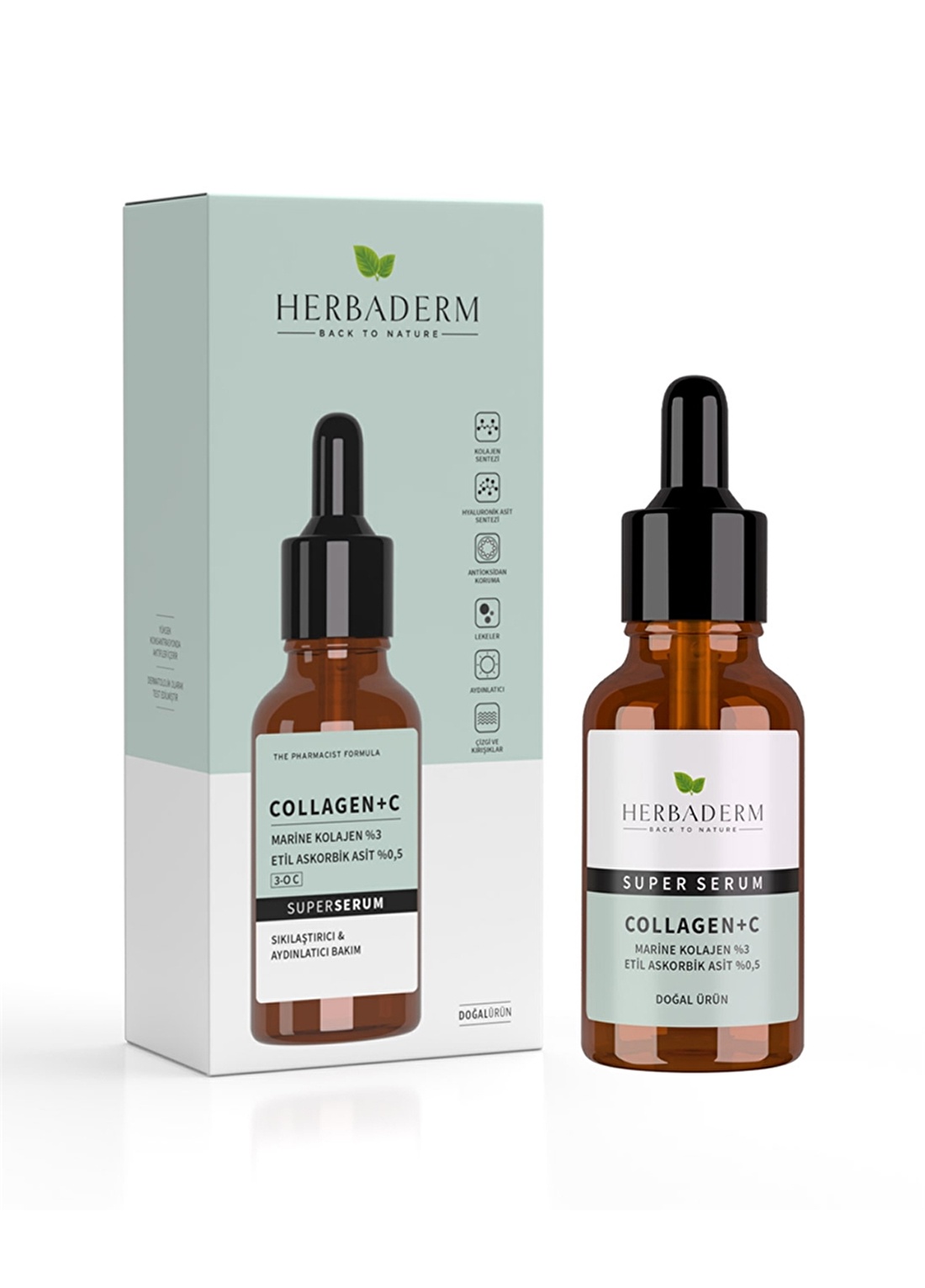 Herbaderm Collagen+C Super Serum %3 Hidrolize Marine Kolajen + %0,5 3-0 Ethyl Askorbik Asit