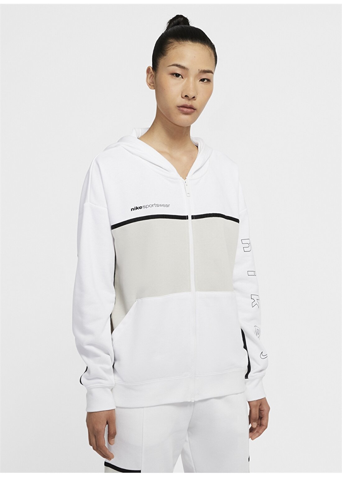 Nike CU6386-100 Beyaz Kadın Zip Ceket
