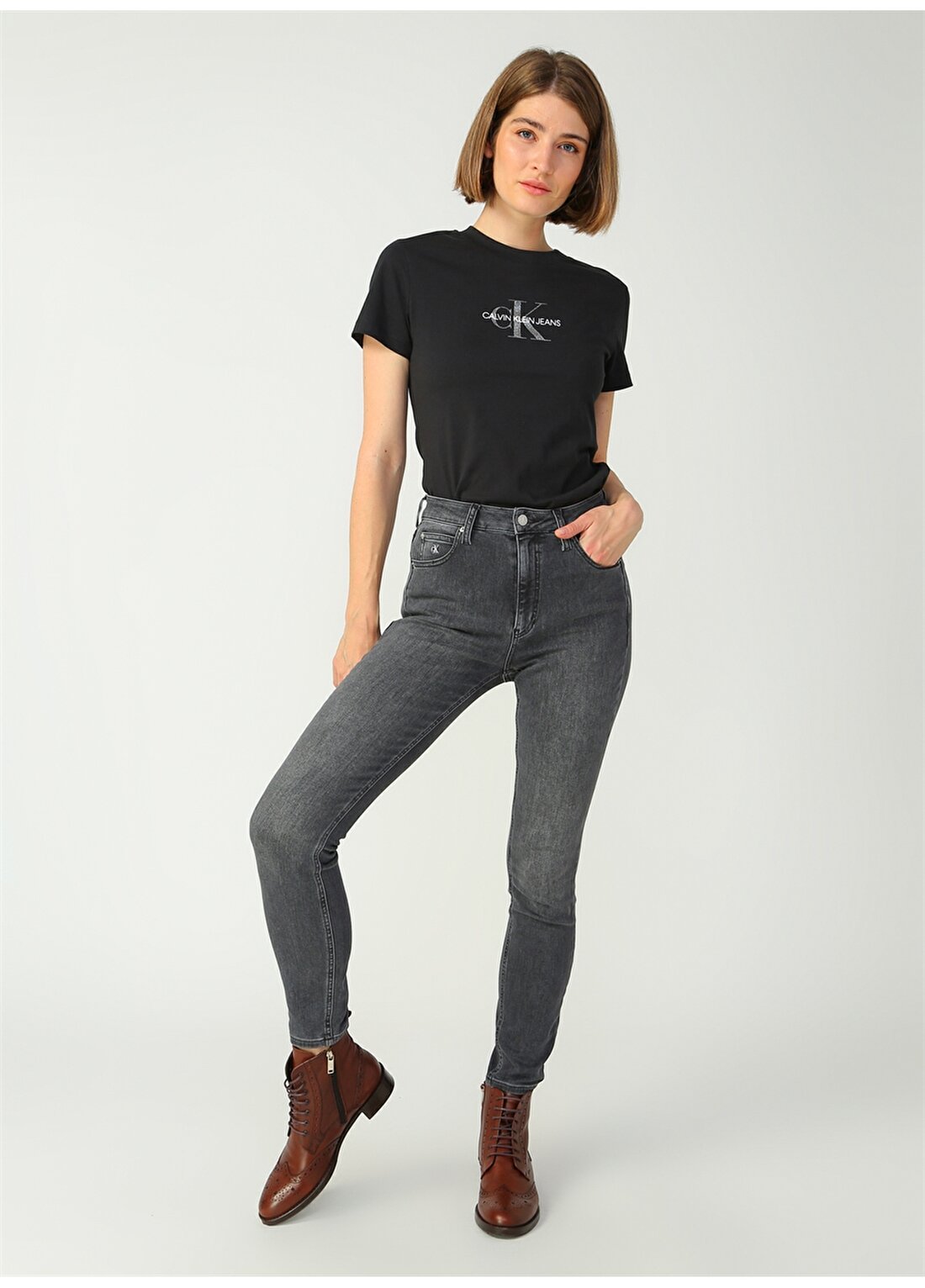 Calvin Klein Jeans Normal Bel Skinny Fit Eskitme Kadın Denim Pantolon J20J2141051BZ