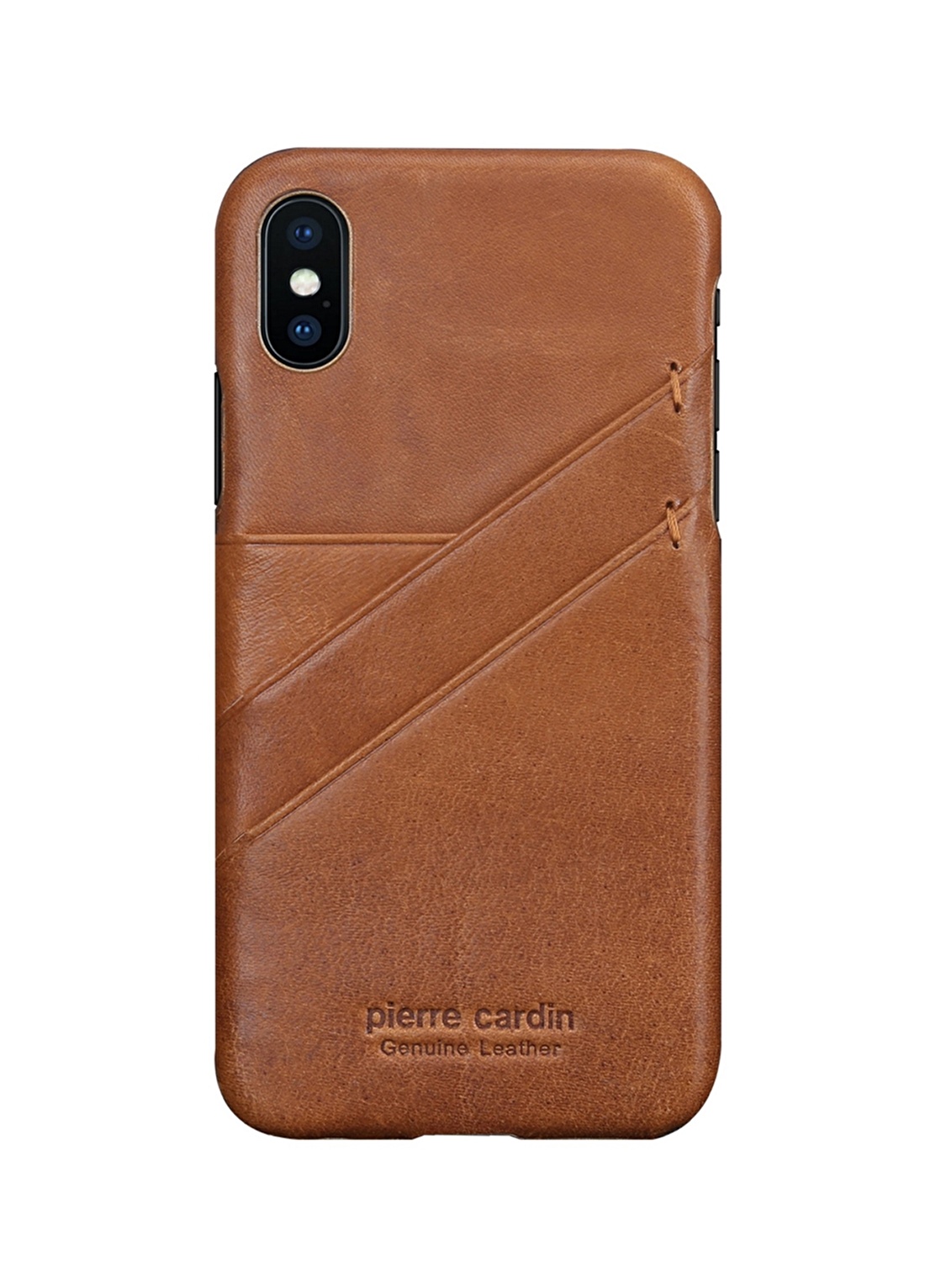 Pierre Cardin PCS-P19 Iphone X - XS (5.8) Taba Deri Arka Kapak Kartlık Telefon Aksesuarı