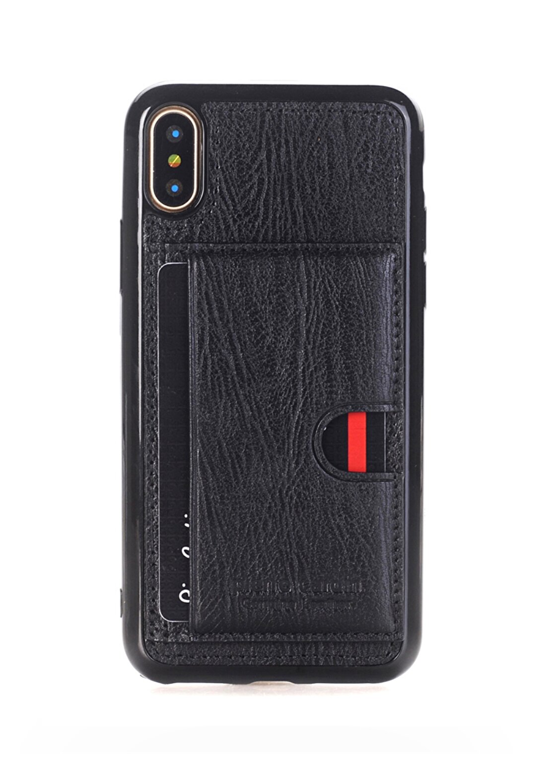 Pierre Cardin PCL-P11 Iphone X - XS (5.8) Siyah Deri Kartlık Standlı Arka Kapak Telefon Aksesuarı
