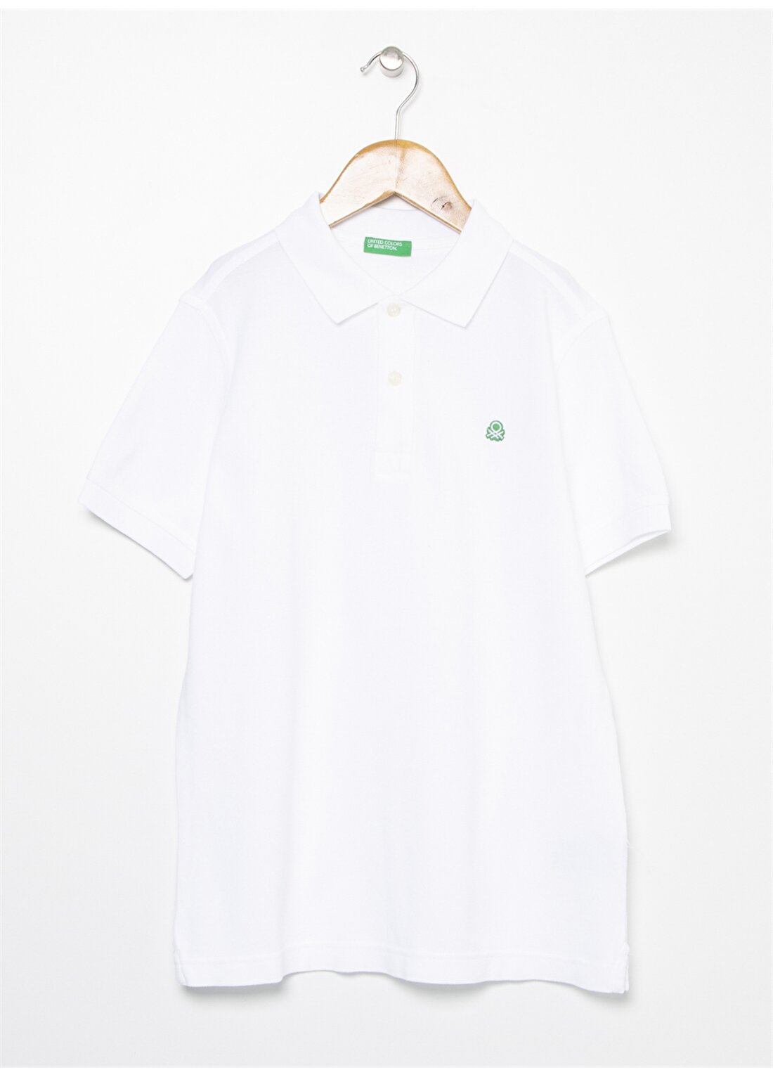 Benetton Logolu Beyaz Erkek Çocuk Polo T-Shirt