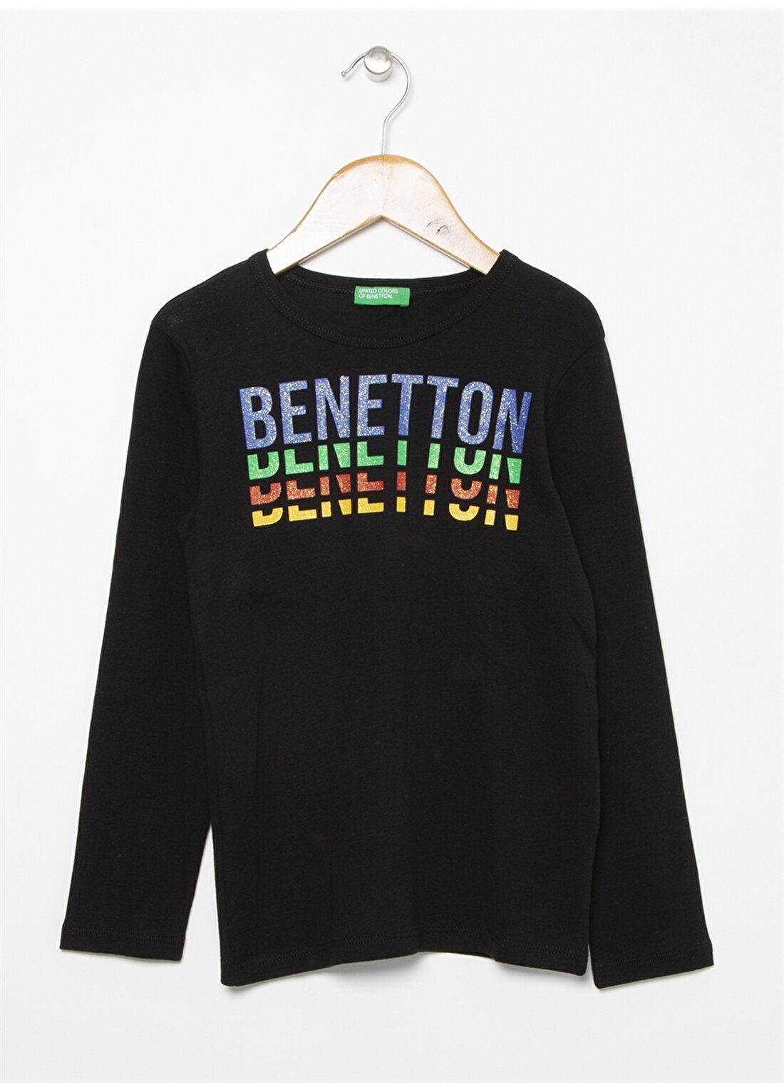 Benetton Yazılı Siyah Kız Çocuk T-Shirt