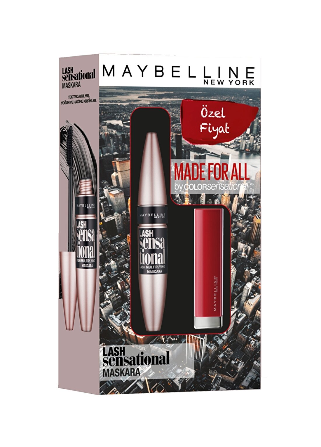 Maybelline Lash Sensational 01 + Made For All Red Makyaj Set