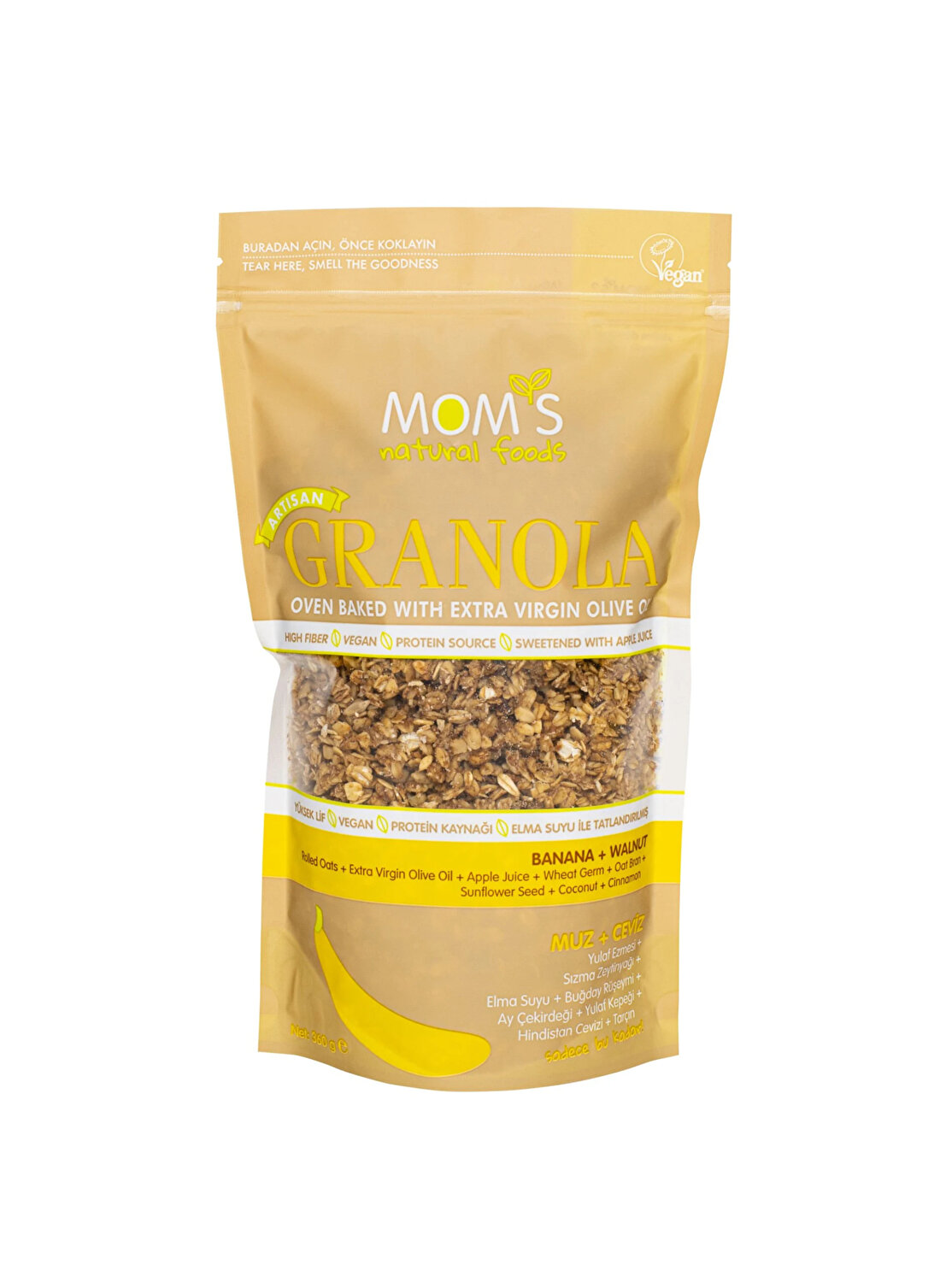 Mom's Natural Foods Muz - Ceviz GRANOLA 360g