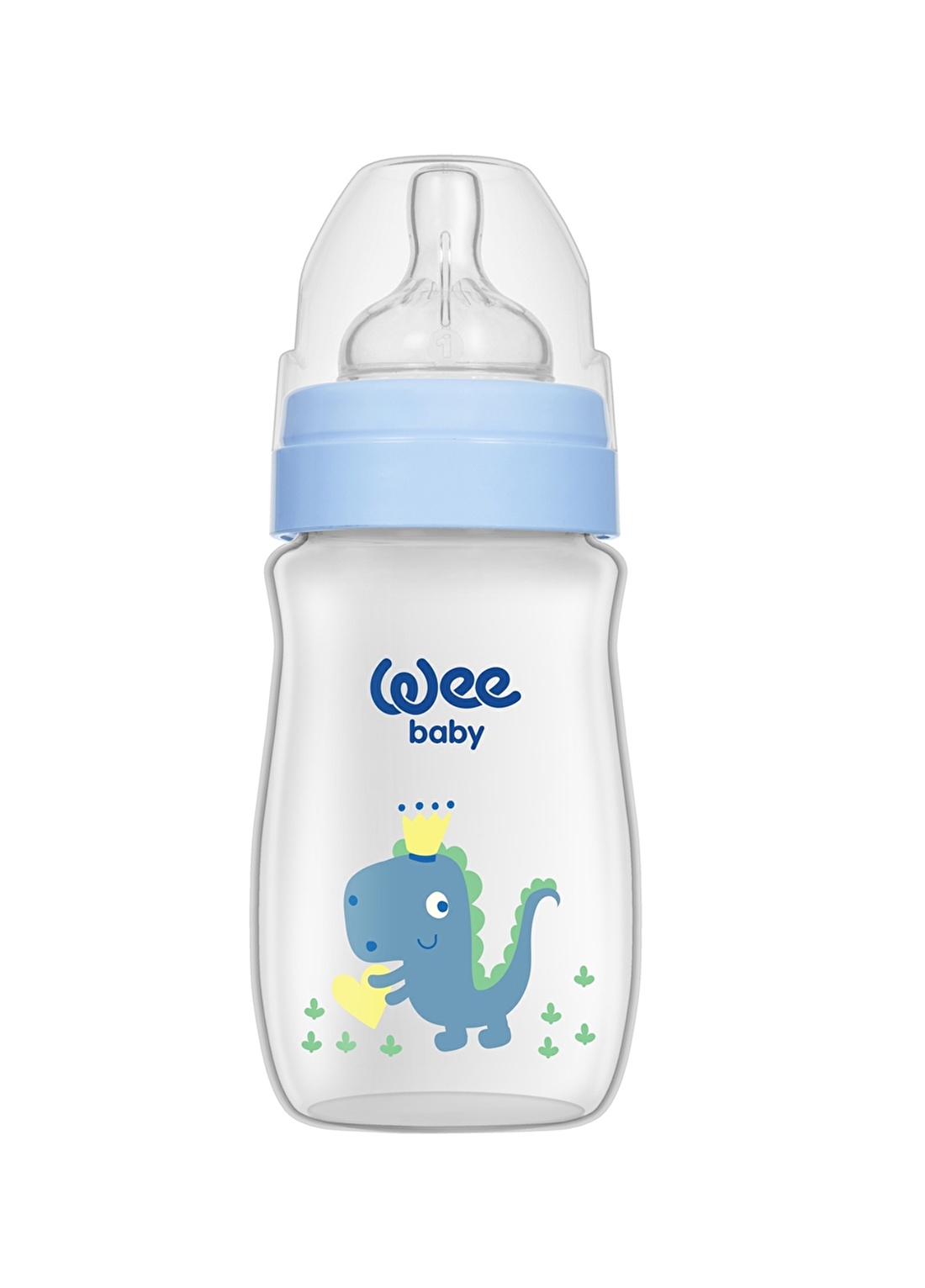 Wee Baby Klasik Plus Geniş Ağızlı 250 Ml PP Biberon - Mavi Dinozor