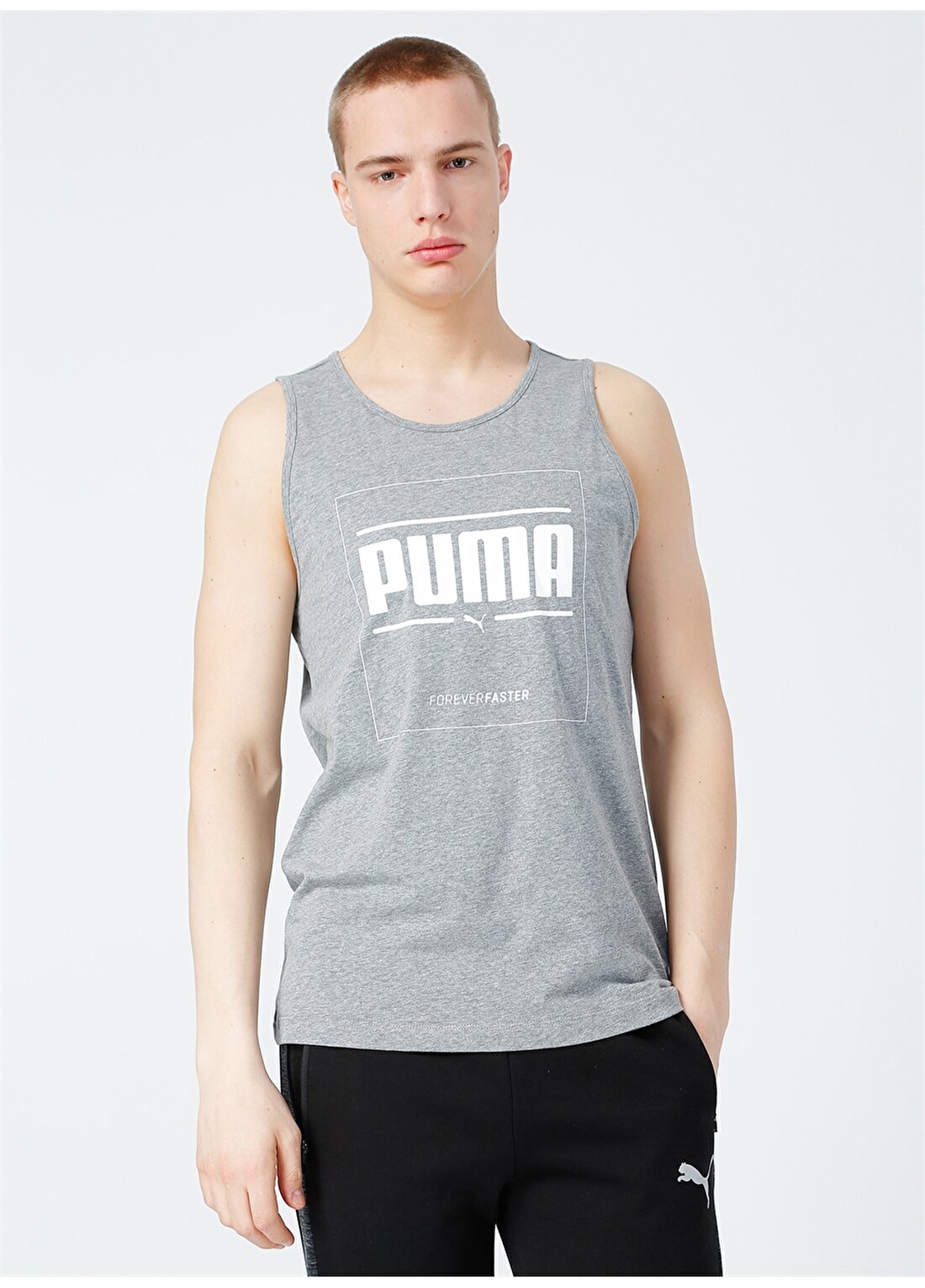 Puma Trnsapp M Logo Baskılı Sıfır Kol Gri Erkek Atlet