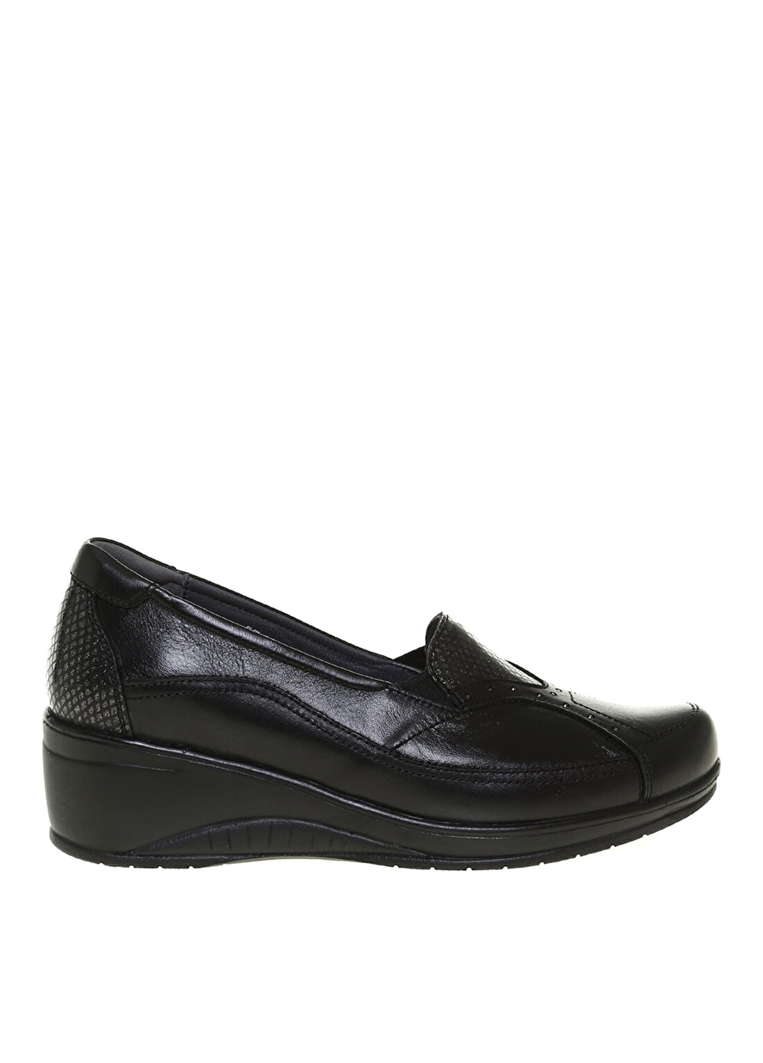 Forelli 57603-G Deri Kalın Topuk Slip On Siyah Kadın Ayakkabı