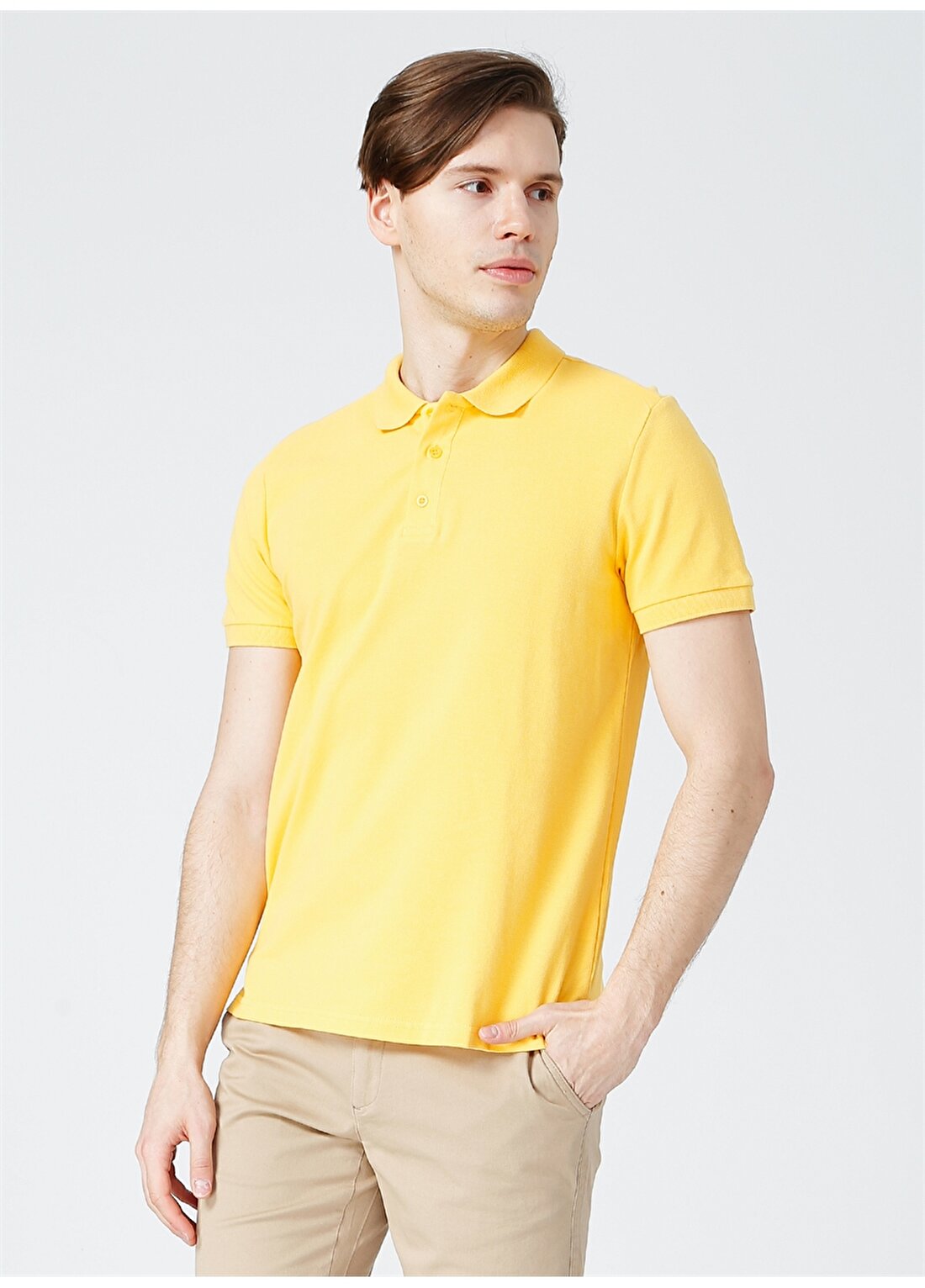 Limon Kısa Kol Basic Düz Erkek Polo T-Shirt
