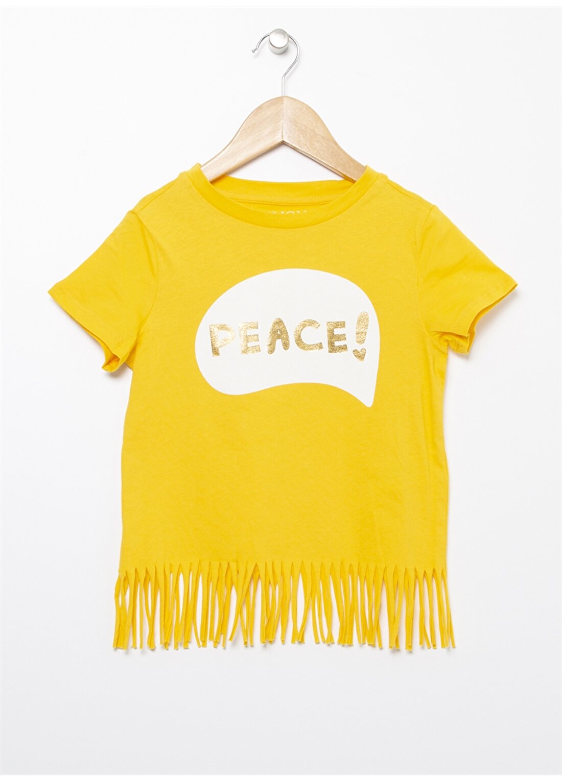 Limon Bisiklet Yaka Sarı Baskılı Kız Çoçuk T-Shirt