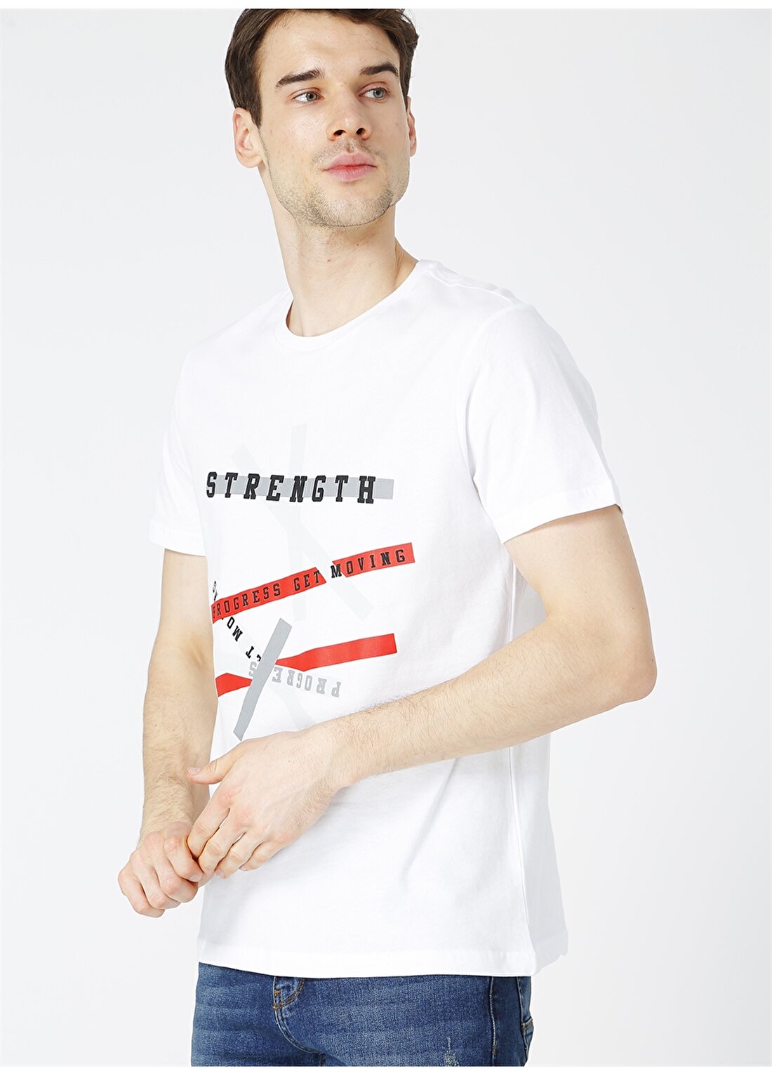 Fabrika Sports Arman Beyaz Yazı Baskılıbisiklet Yaka Erkek T-Shirt