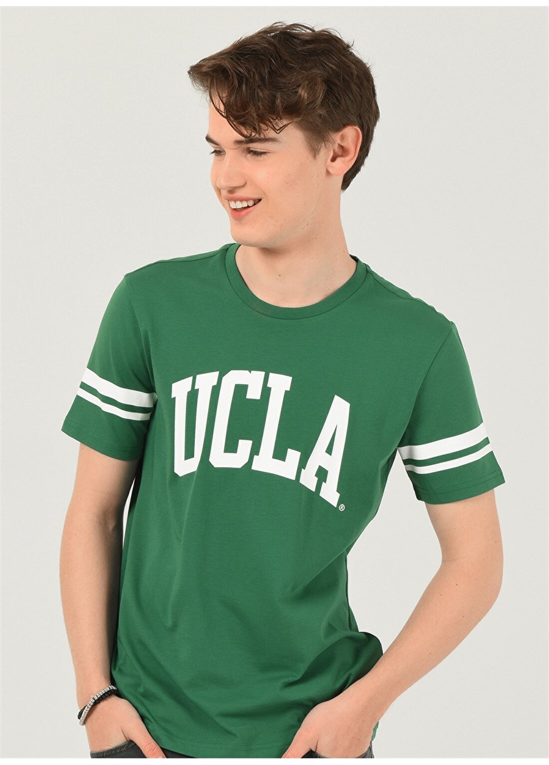 Ucla Colusa Bisiklet Yaka Yeşil Erkek T-Shirt
