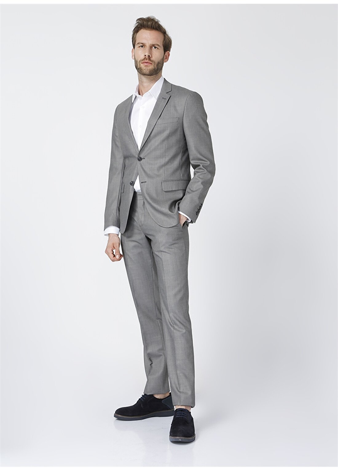 Fabrika Ceket Yaka Normal Bel Slim Fit Düz Antrasit Erkek Takım Elbise - FANSE6,5TE01PAR19121