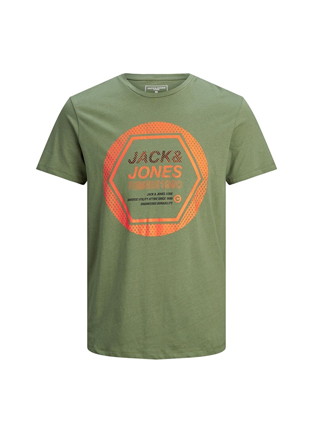 Jack & Jones Bisiklet Yaka Kısa Kol Baskılı Slim Fit Yeşil Erkek T-Shirt