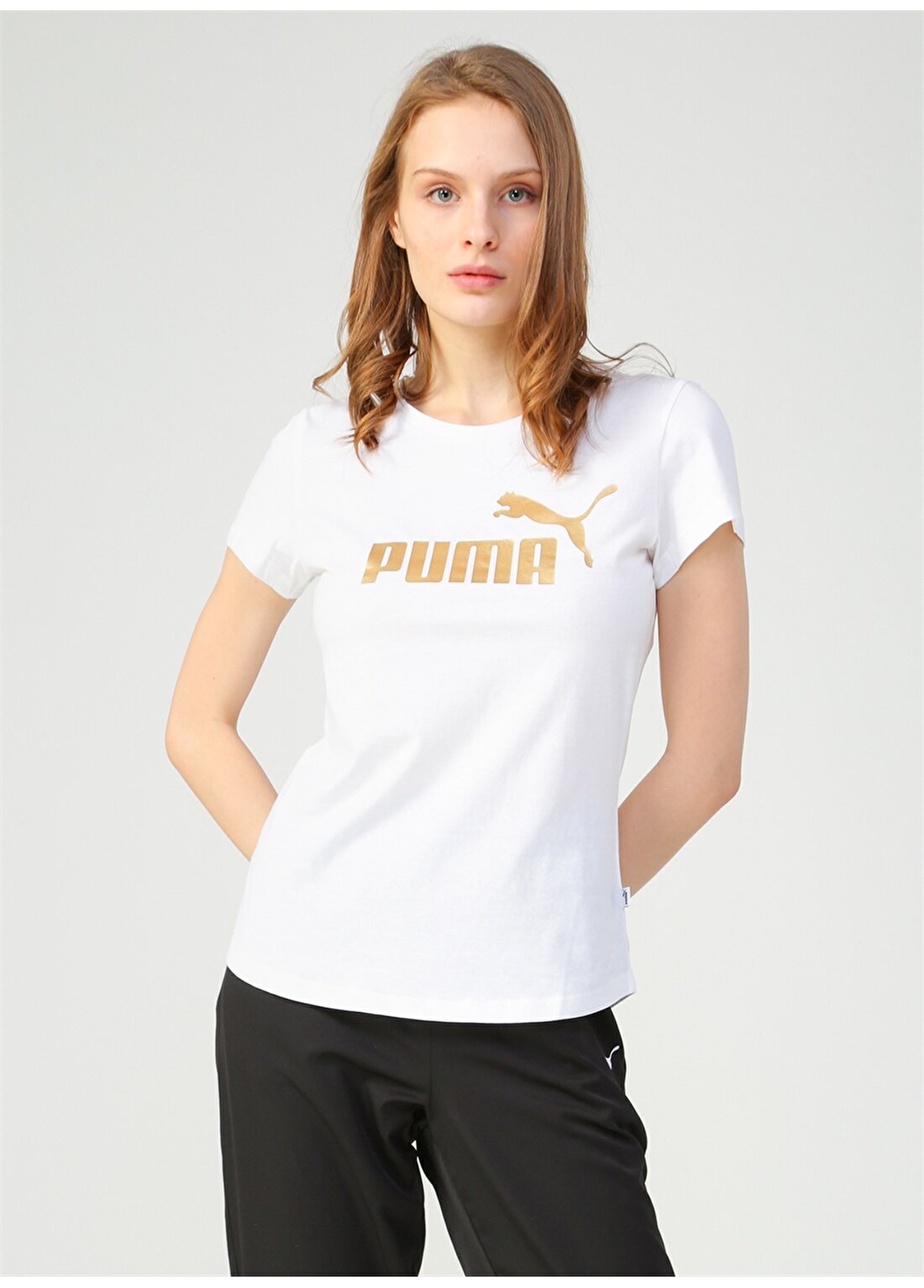 Puma 58240702 ESS+ Metallic Tee Beyaz Kadın T-Shirt