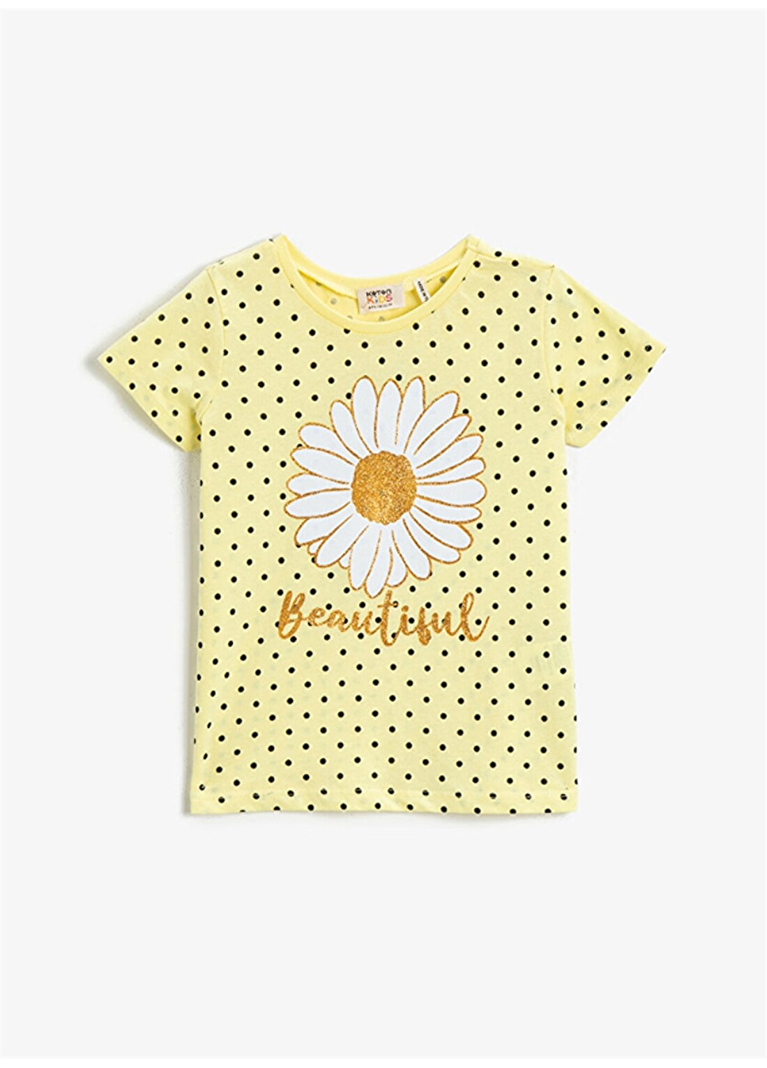 Koton Çiçek Baskılı Sarı Kız Cocuk T-Shirt