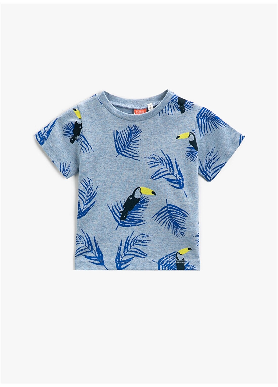 Koton Mavi Erkek Bebek Bisiklet Yaka Kısa Kollu Baskılı T-Shirt 1YMB18768ZK