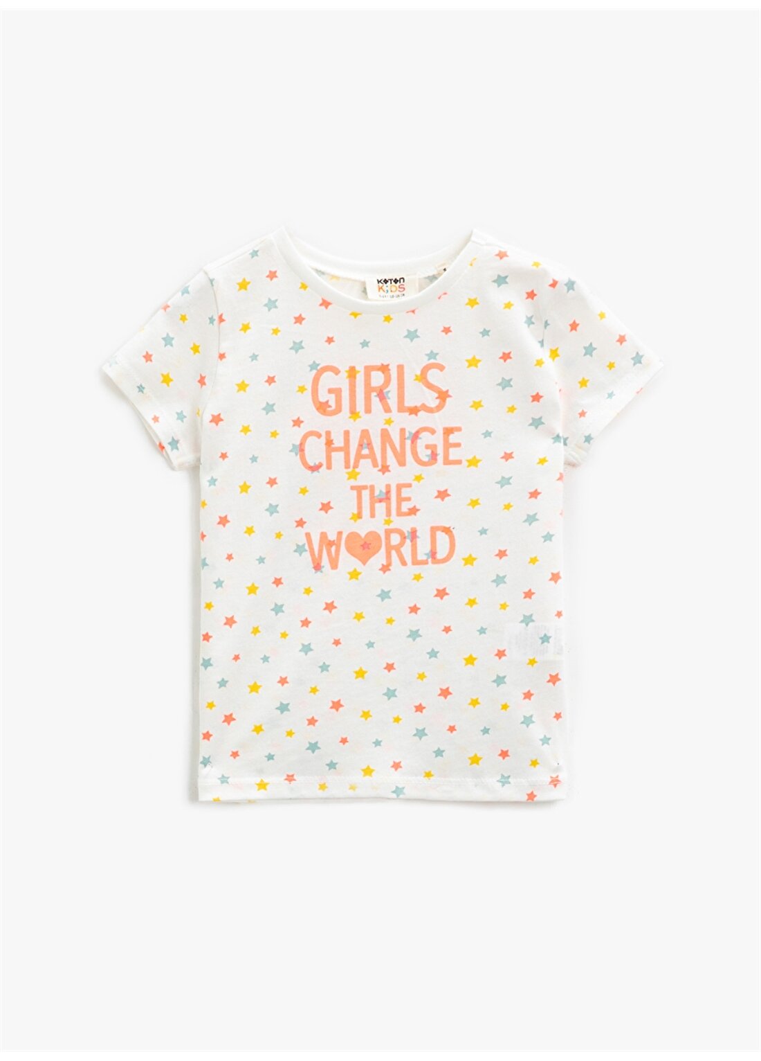 Koton Desenli Ekru Kız Çocuk T-Shirt