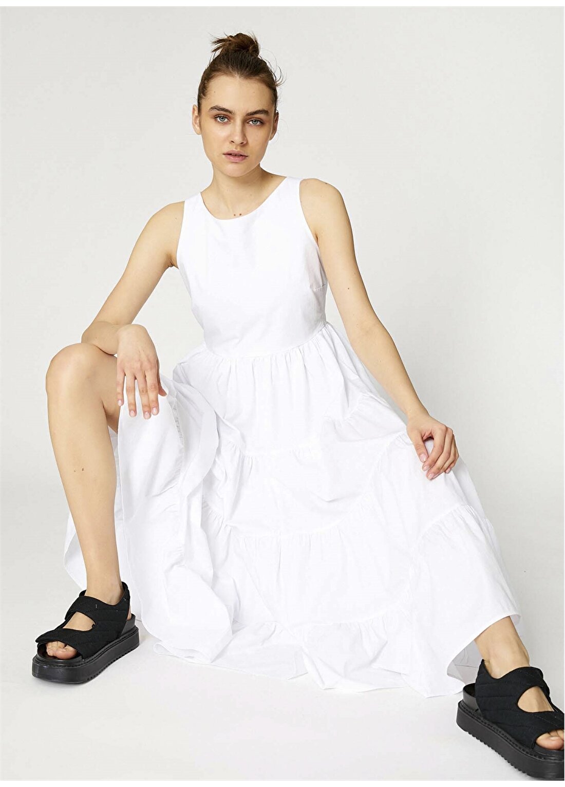 Koton 1Yak88841pw Beyaz Kadın Elbise