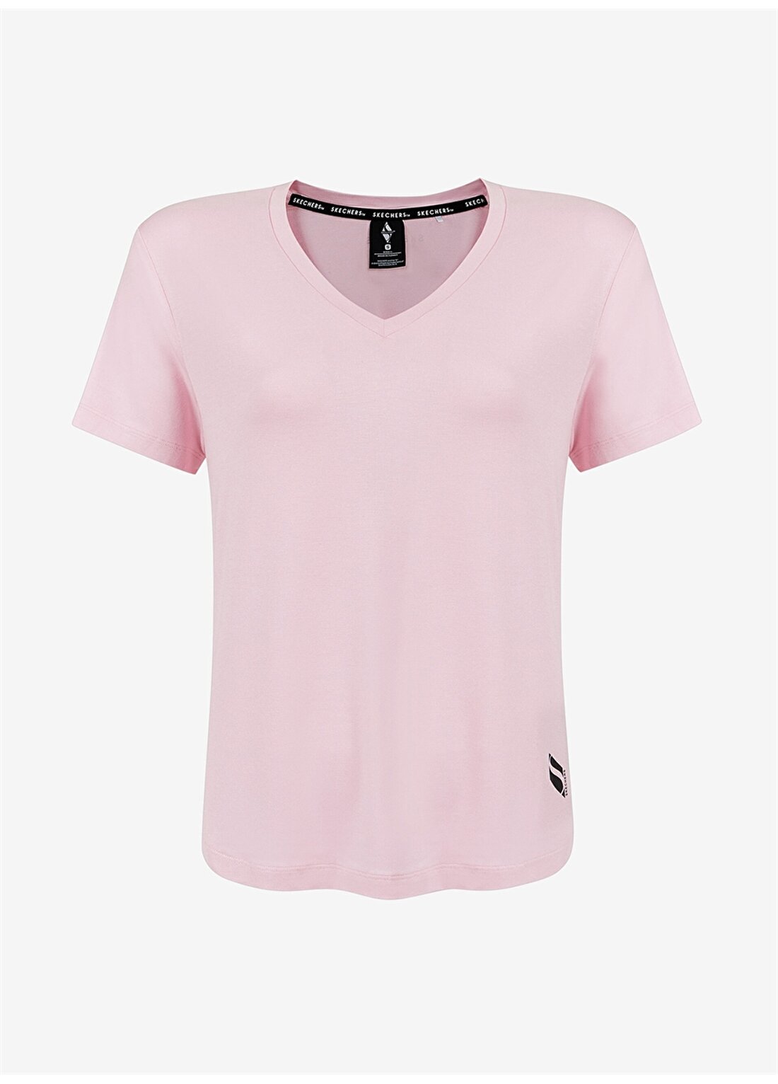 Skechers S211313-509 Graphic Tee W V Neck T-V Yaka Regular Fit Desenli Pembe Kadın T-Shirt