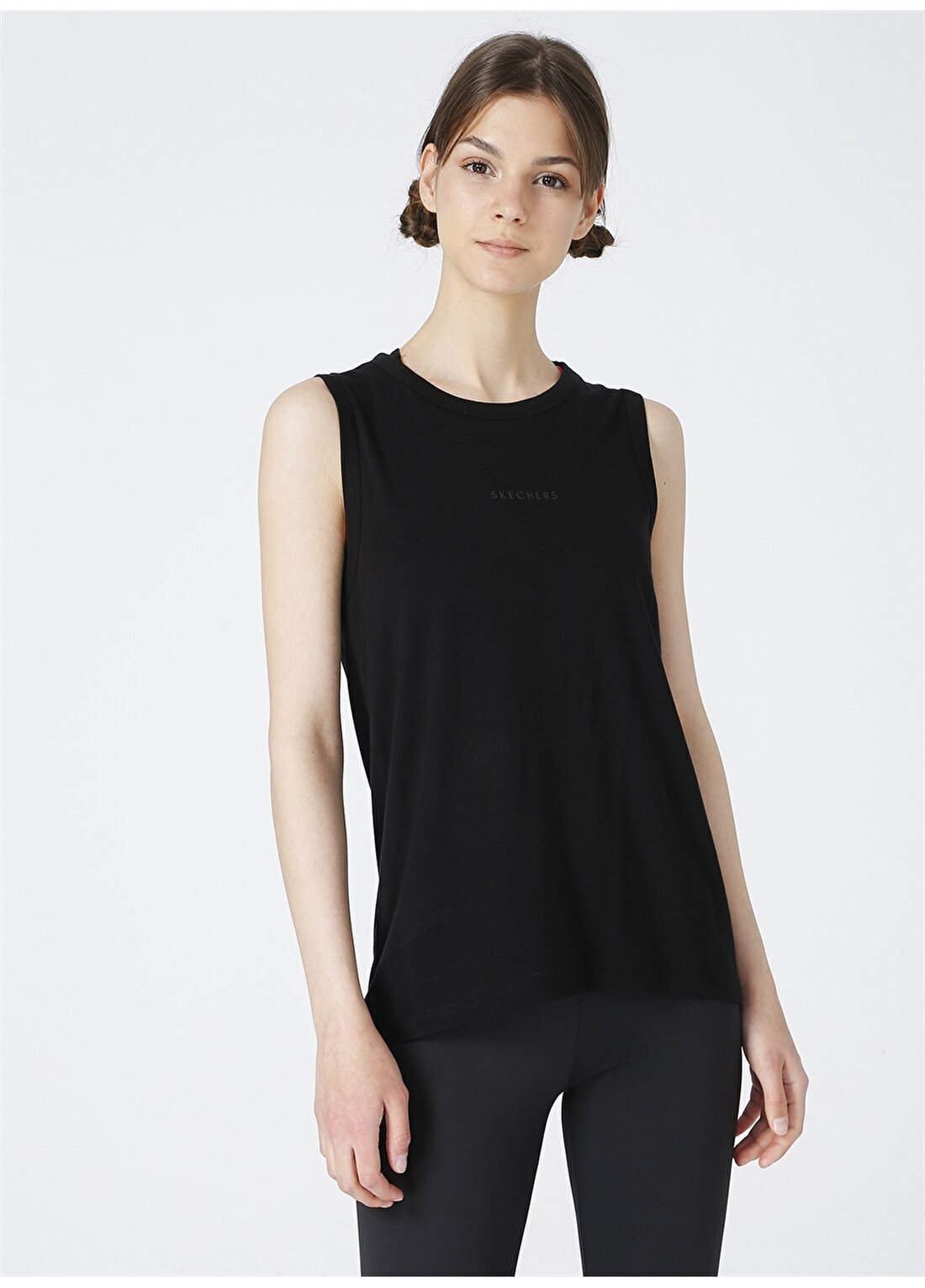 Skechers S211063-001 Graphic Tee W Sleeveles O Yaka Regular Fit Düz Siyah Kadın T-Shirt