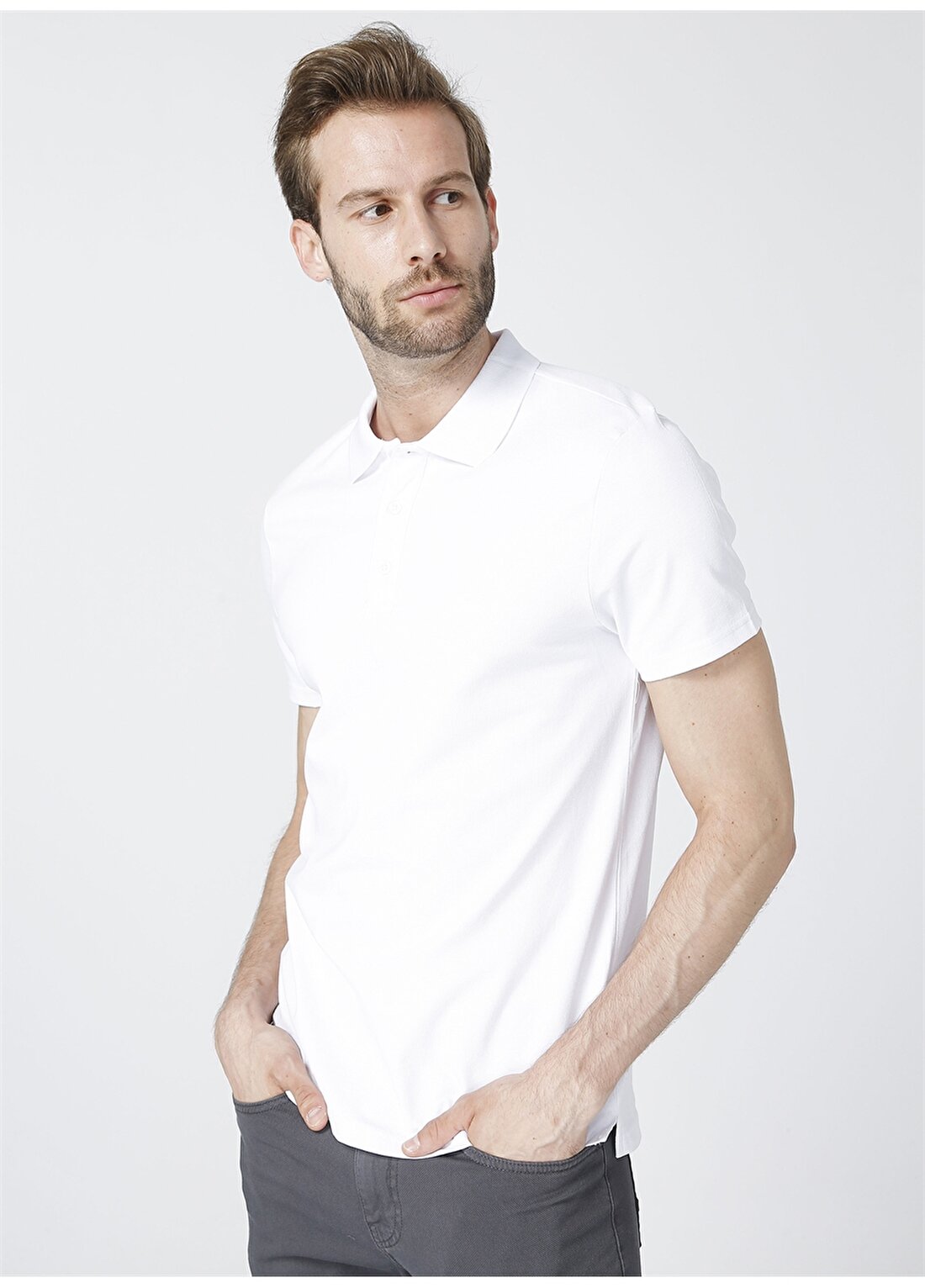 Fabrika Basic Beyaz Erkek Polo T-Shirt - SEAN