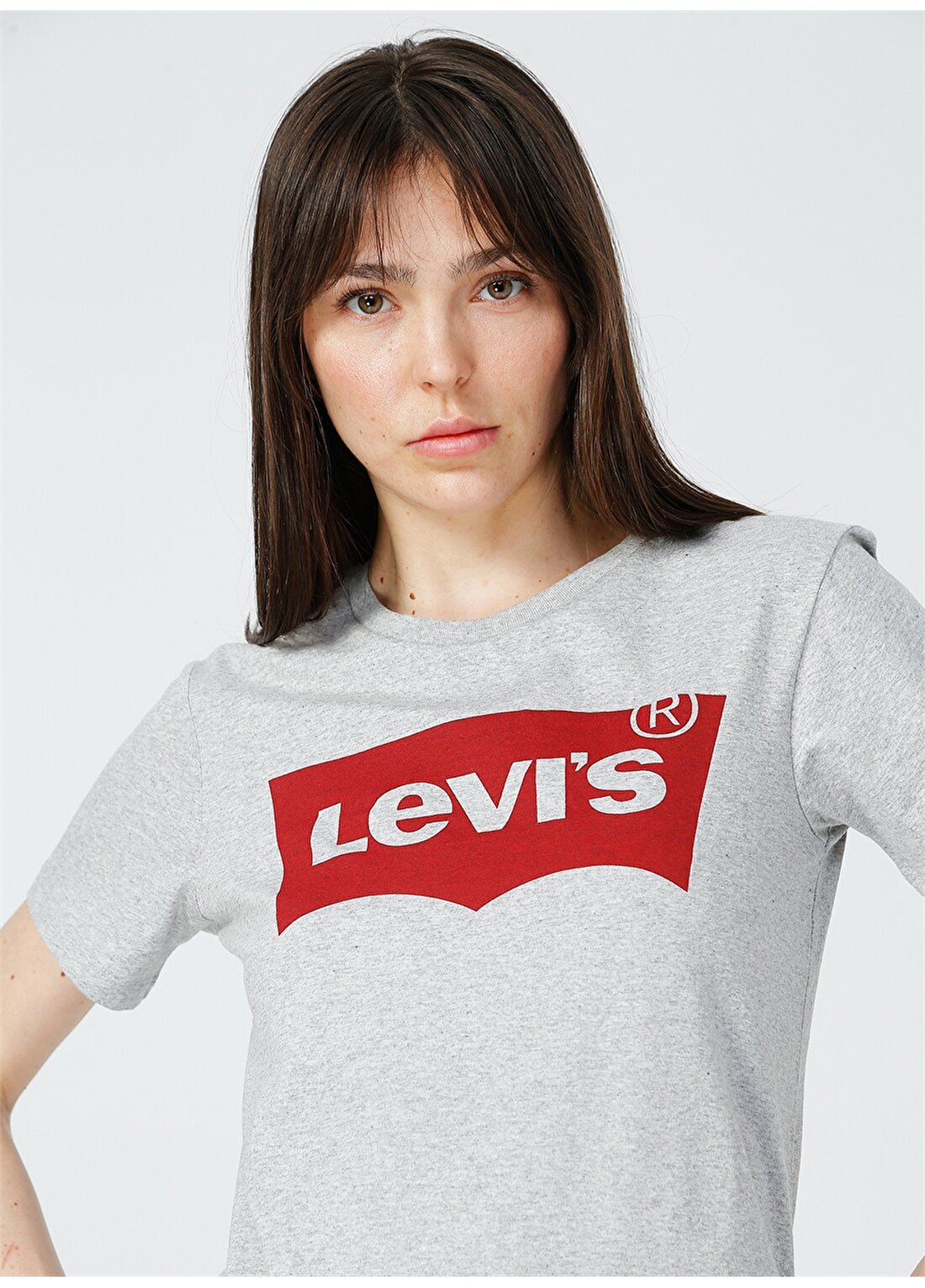 Levis Kadın Beyaz Bisiklet Yaka T-Shirt