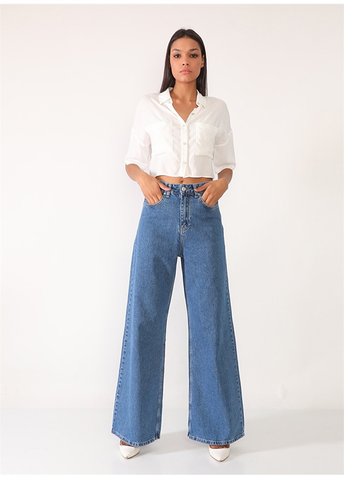 Darkly Jeans Süper Yüksek Bel Regular Fit Mavi Kadın Denim Pantolon