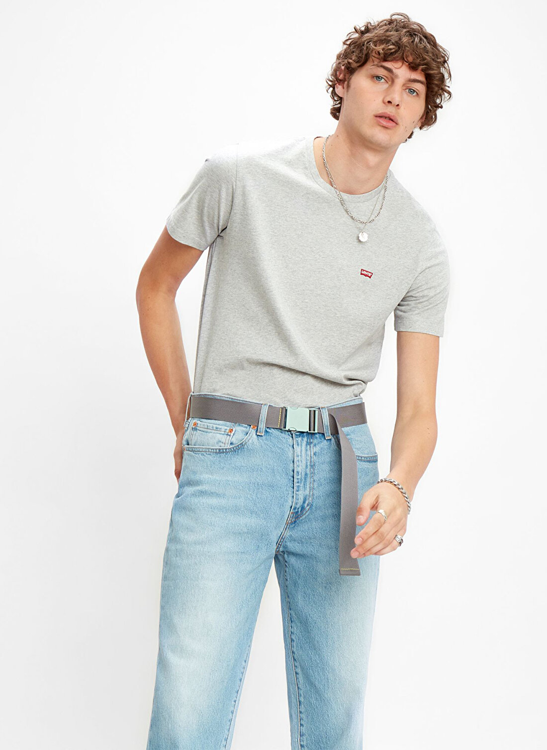 Levis 17164-0032 Bisiklet Yaka Standart Düz Gri Erkek T-Shirt