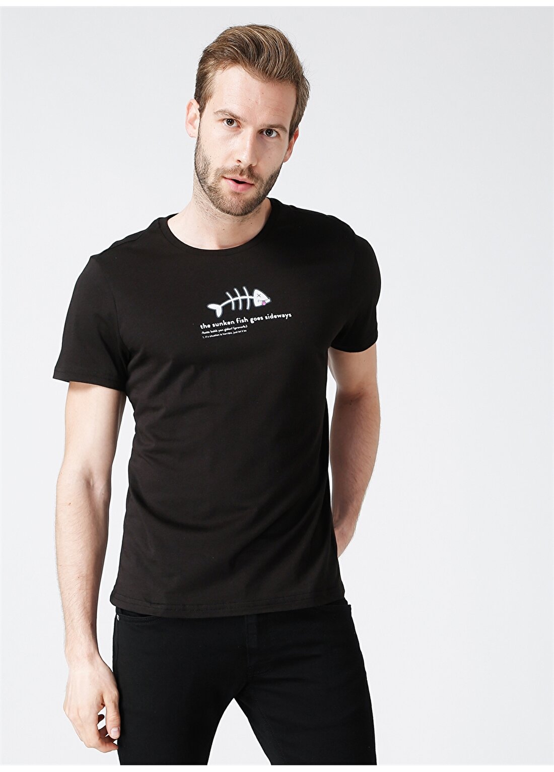 Turkish Dictionary O Yaka Siyah Erkek T-Shirt