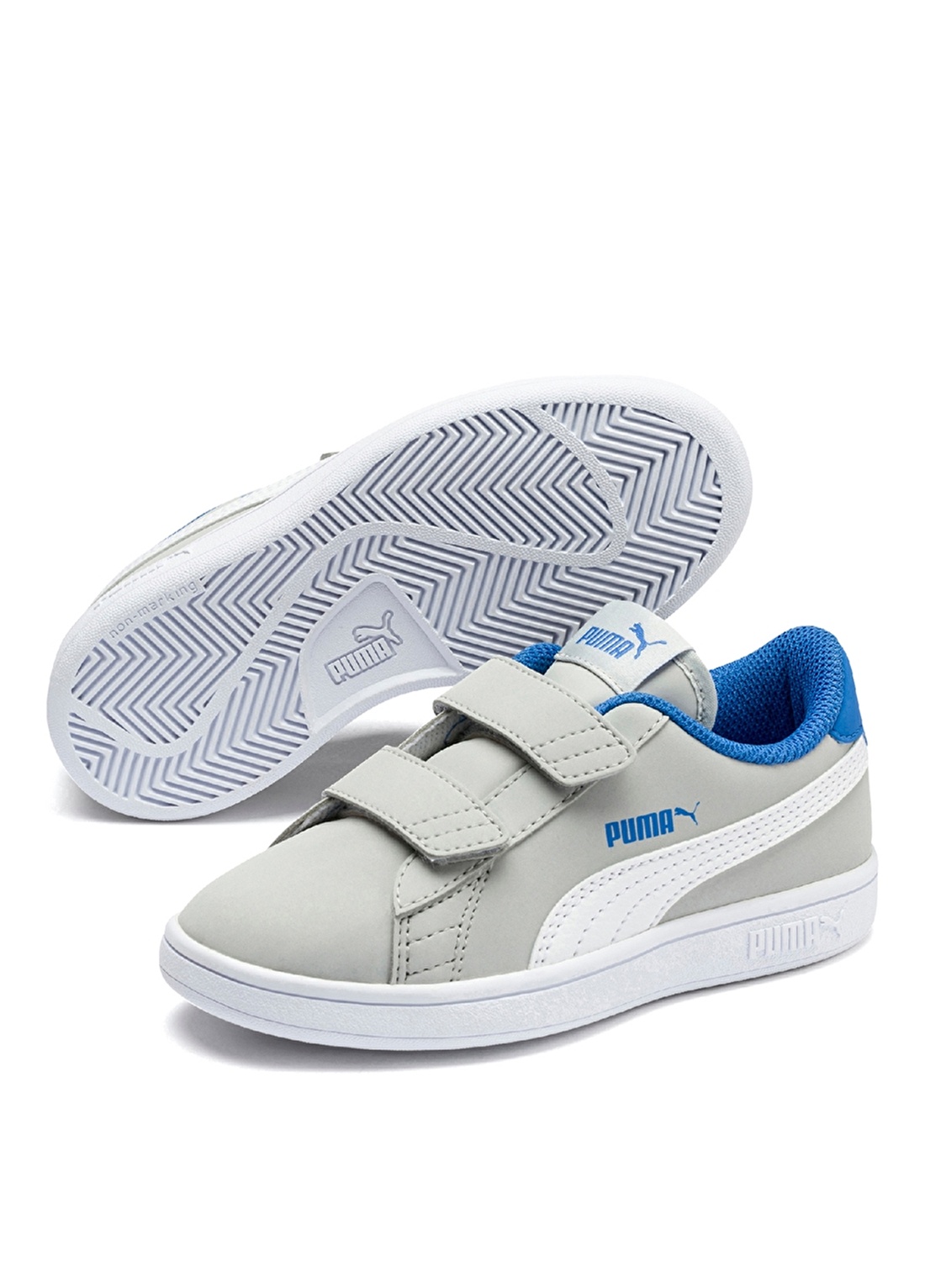 Puma 36518315 Puma Smash V2 Buck Gri - Mavi Erkek Çocuk Yürüyüş Ayakkabısı