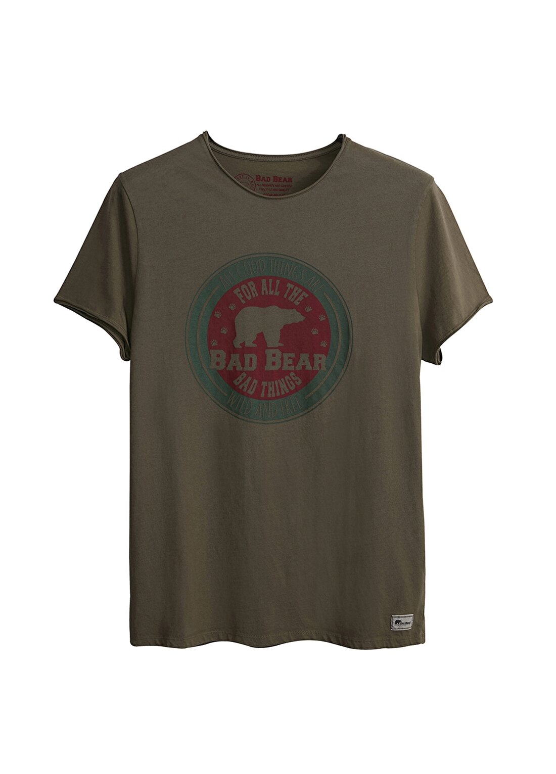Bad Bear Erkek Haki Bisiklet Yaka T-Shirt