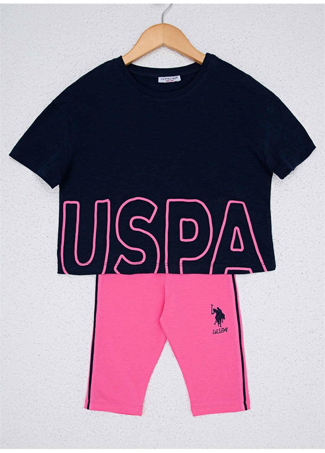 U.S. Polo Assn. Kız Çocuk Lacivert Pembe Pijama Takımı