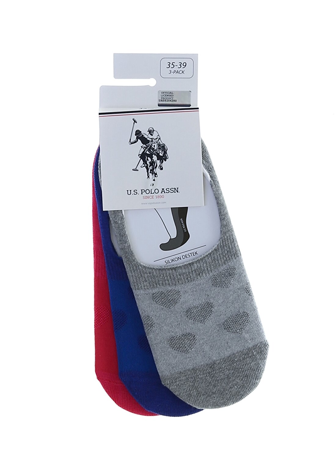U.S. Polo Assn. 3'Lü Gri Melanj Kadın Çorap