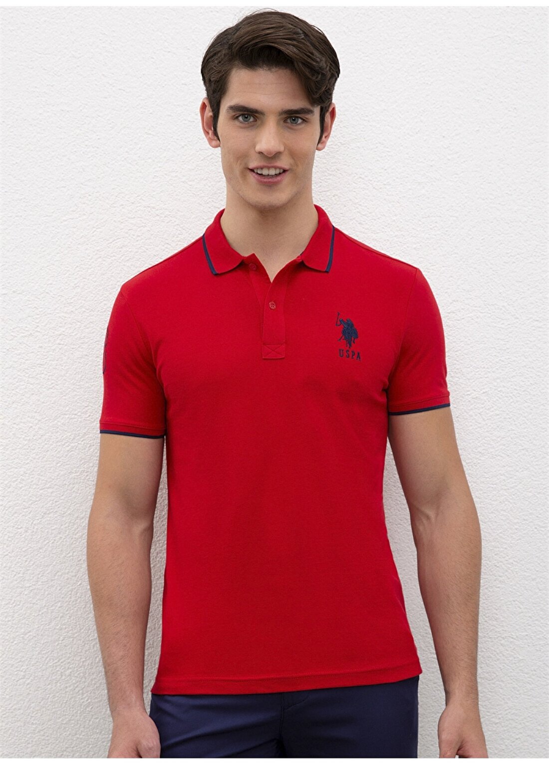 U.S. Polo Assn. Polo Yaka Düz Kırmızı Erkek Polo T-Shirt GSD01IY021