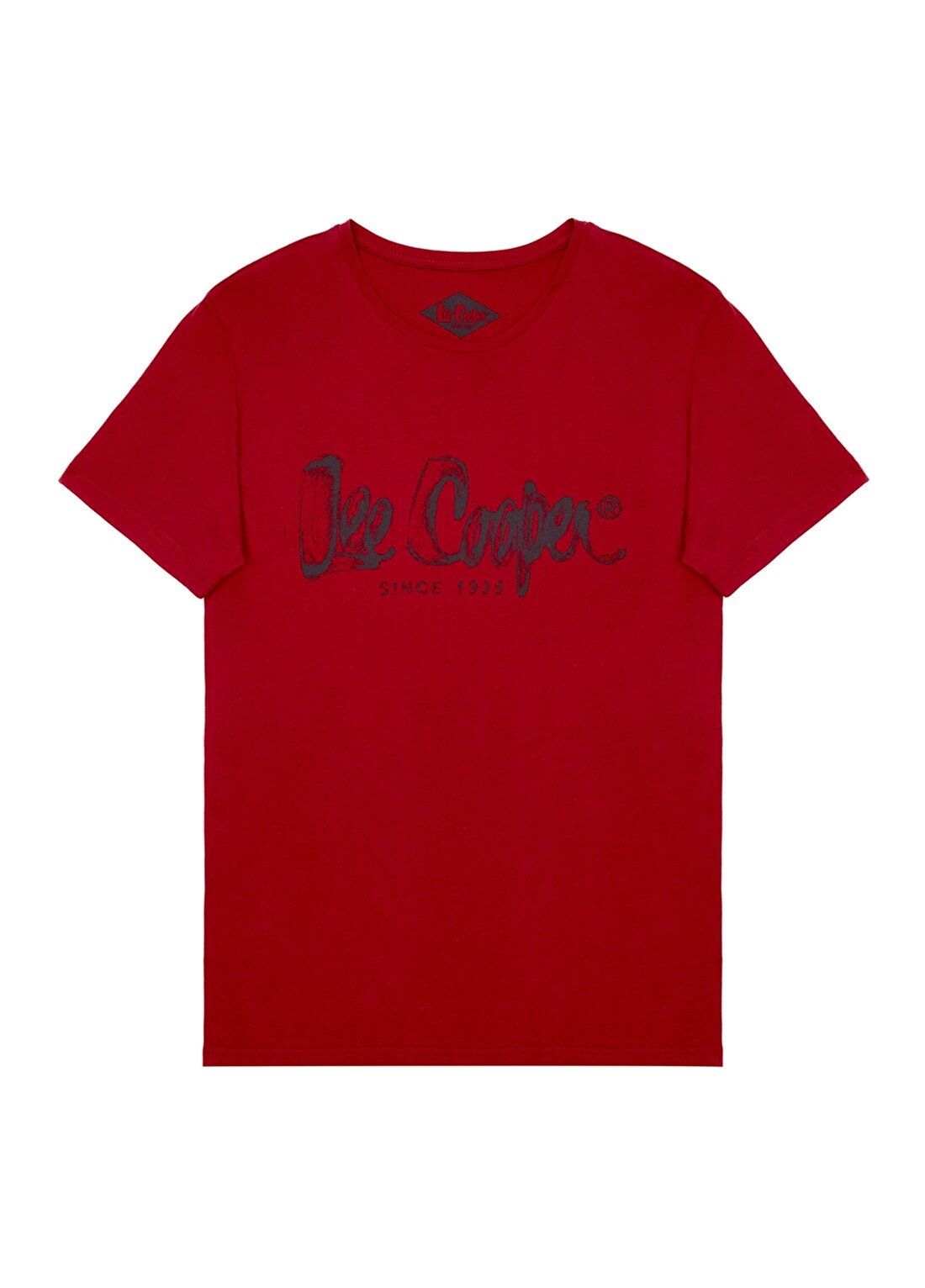 Lee Cooper O Yaka Kısa Kollu Siyah Yazı Baskılı Kırmızı Erkek T-Shirt